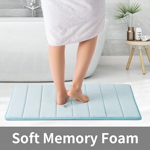 Miniatura 3 de ROSMARUS Tapete de baño de espuma viscoelástica de 17 x 24 pies, tapete de ducha absorbente de agua, tapete de baño grueso antideslizante con