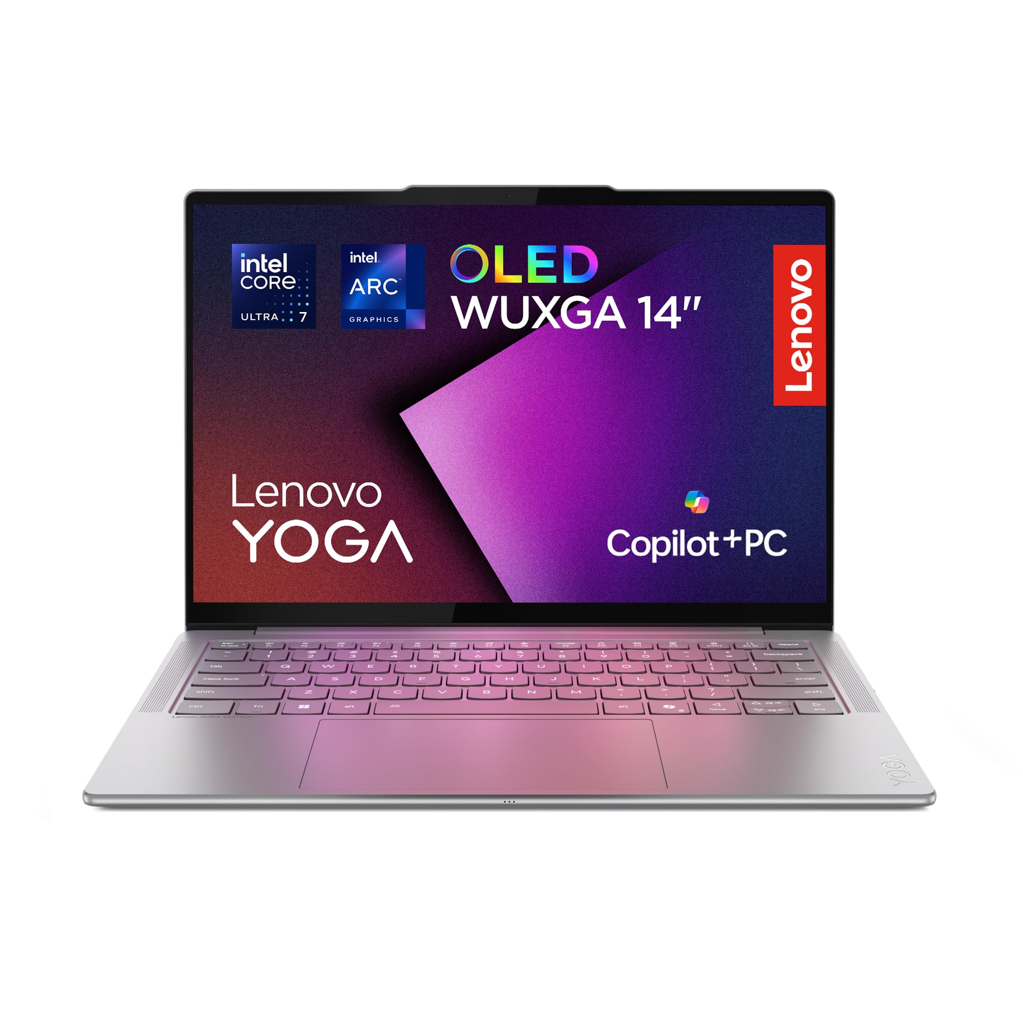 Lenovo Yoga Slim 7i Aura Edition Copilot+ PC Notebook 14" OLED WUXGA, Intel Core Ultra 7 256V, 16GB RAM, 1TB SSD, Intel Arc 140V, WiFi 7, Windows 11 Home, per Lavoro, Studio e Creatività