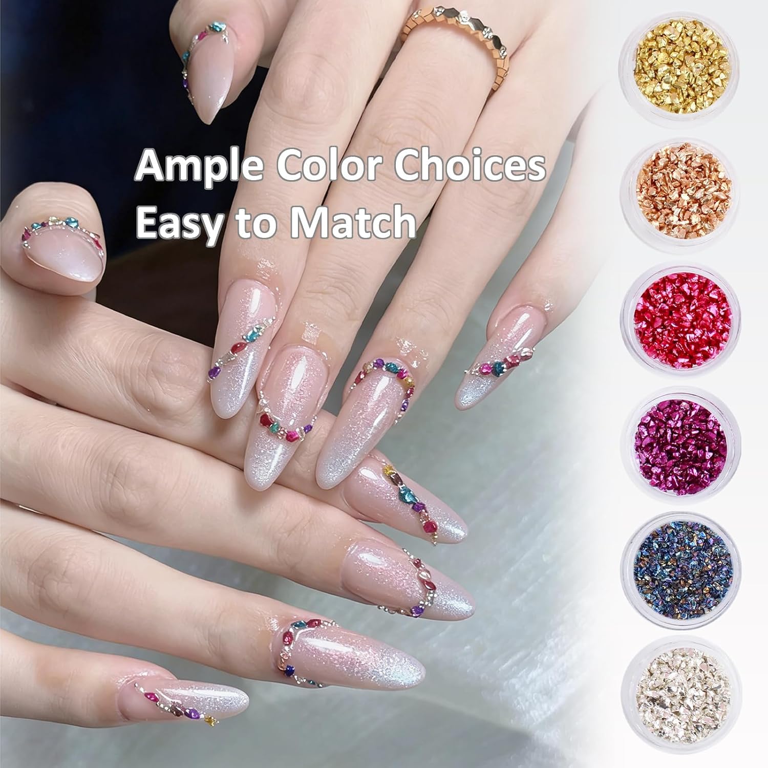 Irregular Nail Chunky Glitter Set 12 Colors Small Crushed Glass for Resin Art Sparkly Crystal Glitter Chips for Nail Arts Crafts DIY Epoxy Resin Jewelry Making