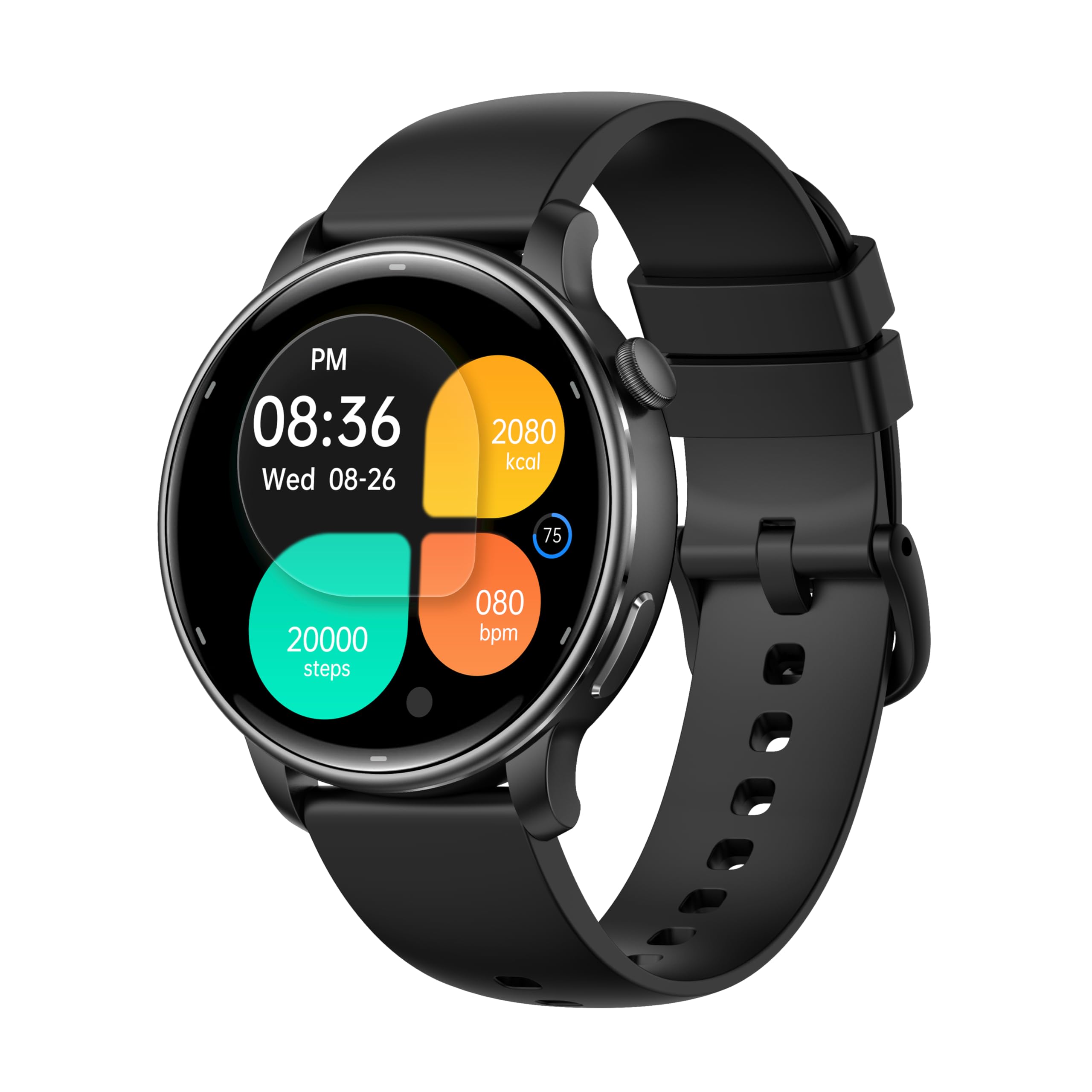 Smartwatch da donna, durata della batteria di 1 mese, touchscreen AMOLED, impermeabile 3 ATM, fitness tracker con GPS, HR/SpO2, oltre 110 sport (nero)