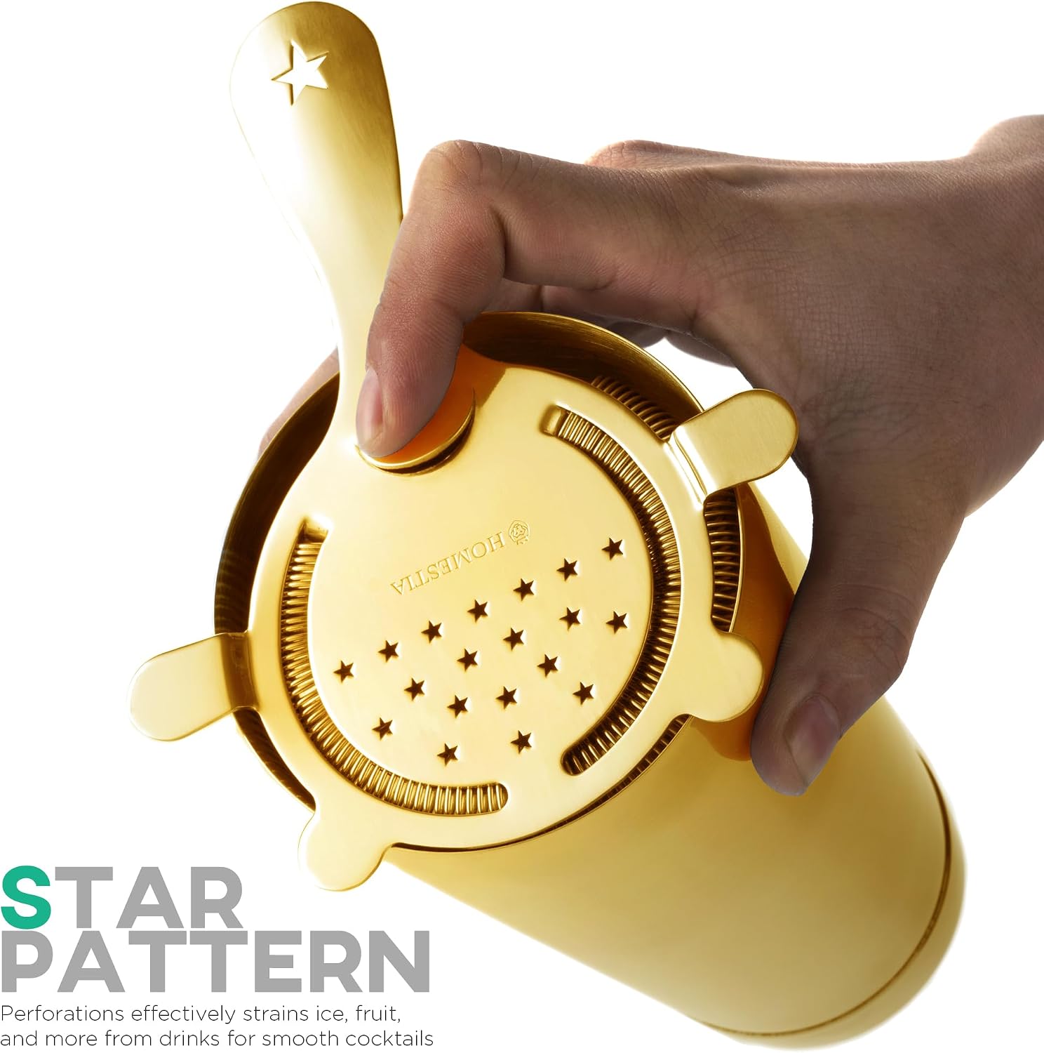 Homestia Gold Hawthorne Strainer for Cocktail, Bar Strainer for Bartending