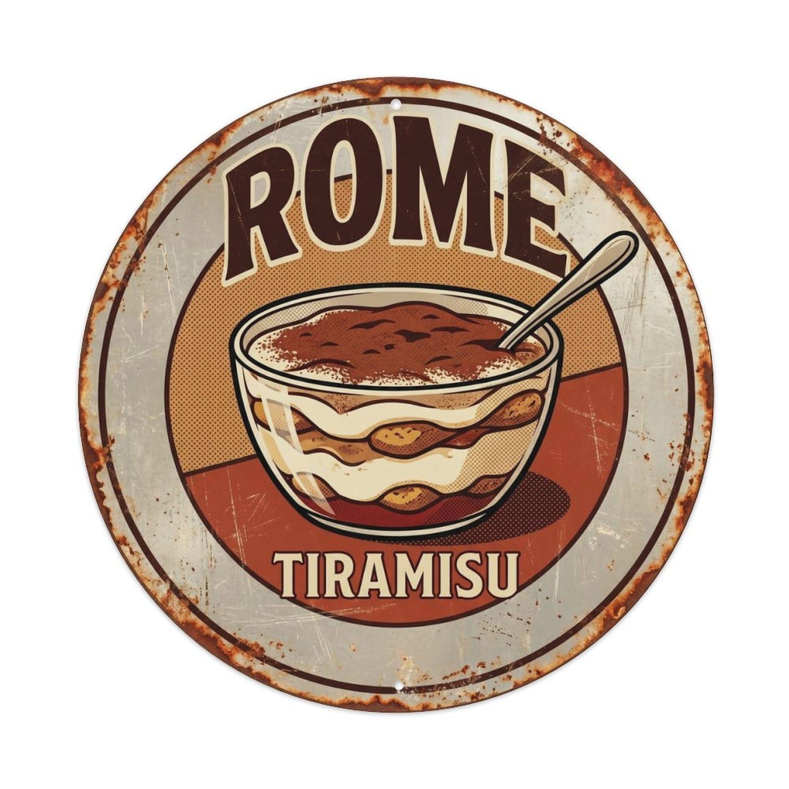 Classic Rome Italy Tiramisu Landmark Travel Metal Tin Sign