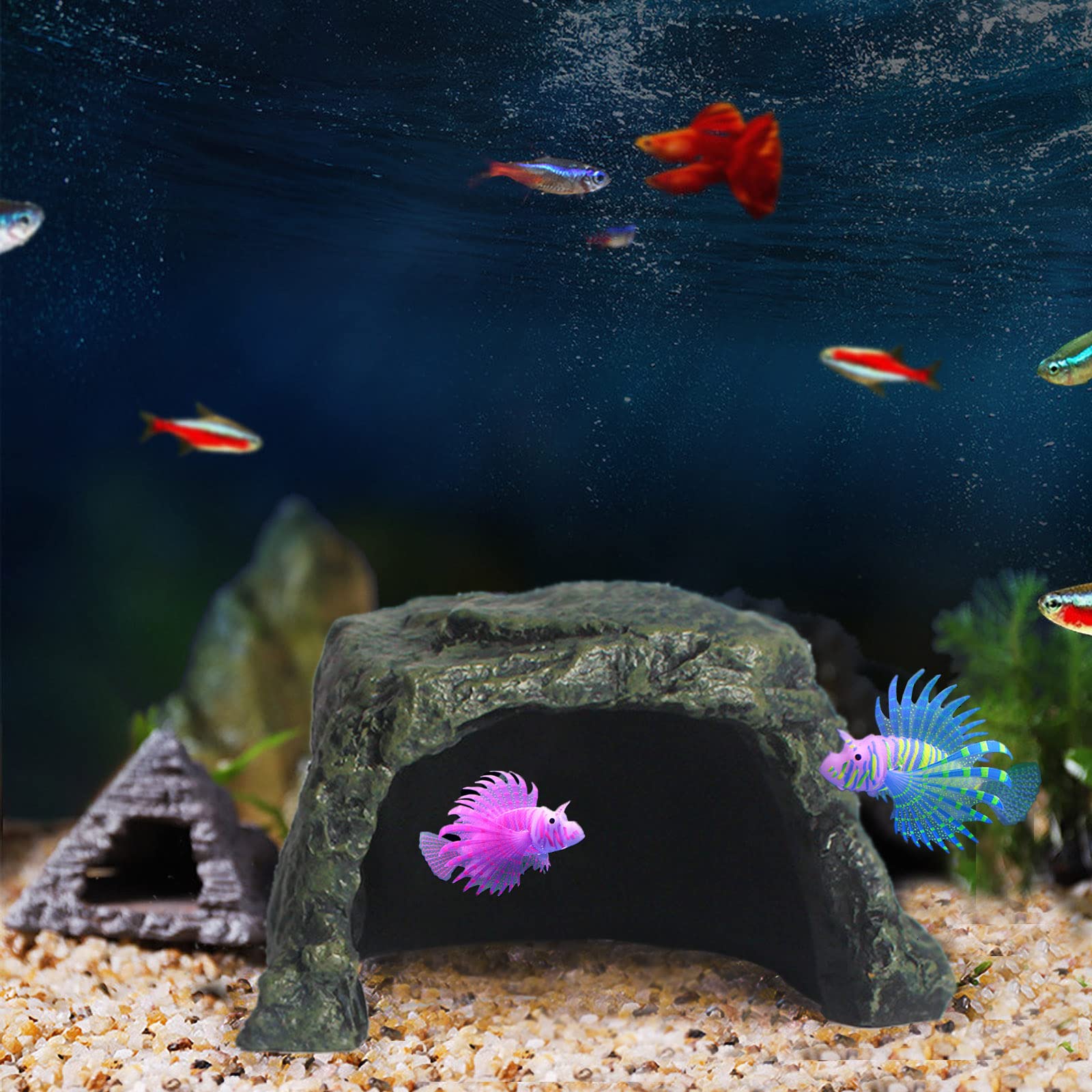 Besimple Cave décorative pour Poissons d'aquarium, Reptiles, cachettes en Pierre, cachette pour Aquarium, Accessoires d'aquarium pour Poissons Combattants (Betta), crevettes, Tortues, Amphibiens