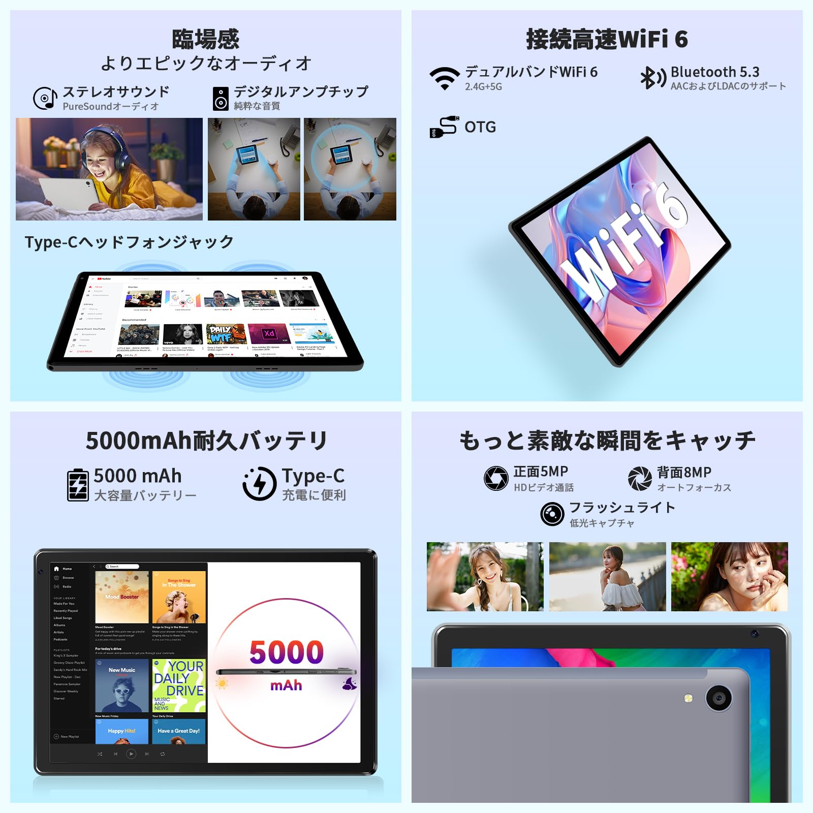 Amazon.co.jp: タブレット 10インチ - 10GB+128GB+1TB拡張 8コアCPU