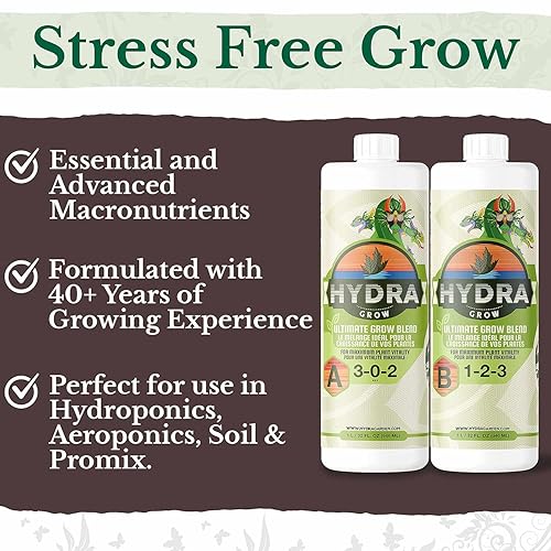 Miniatura 5 de Hydragrow - Nutrientes de cultivo A y B, 1 litro cada uno, paquete de 2, para hidroponía, sin tierra, coco, aeroponía, alimentos para plantas de