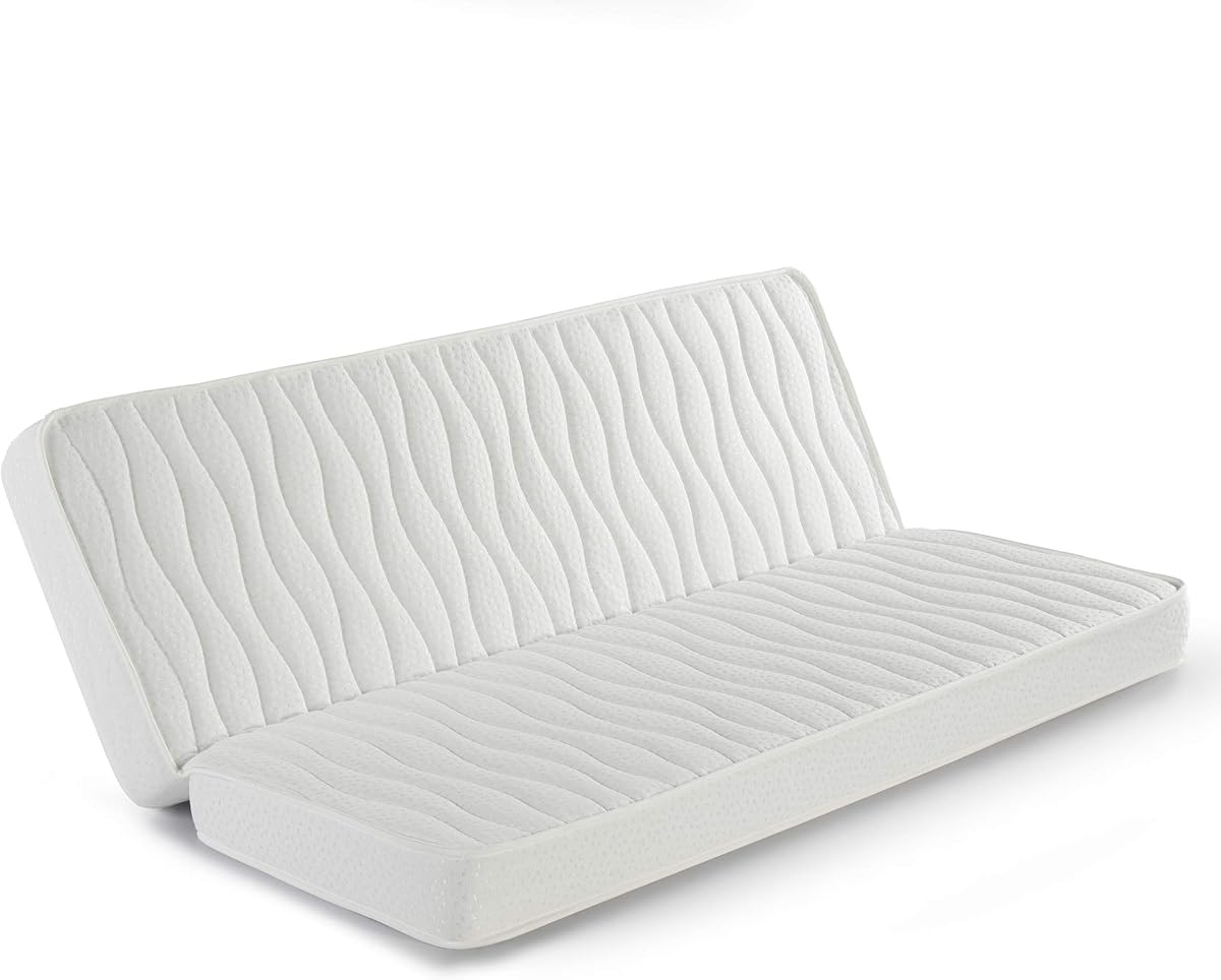 Folding Mattress 140x200 cm for Sofa Bed, 13 cm High, Stretch Fabric with Safety Strip and Available in Various Sizes