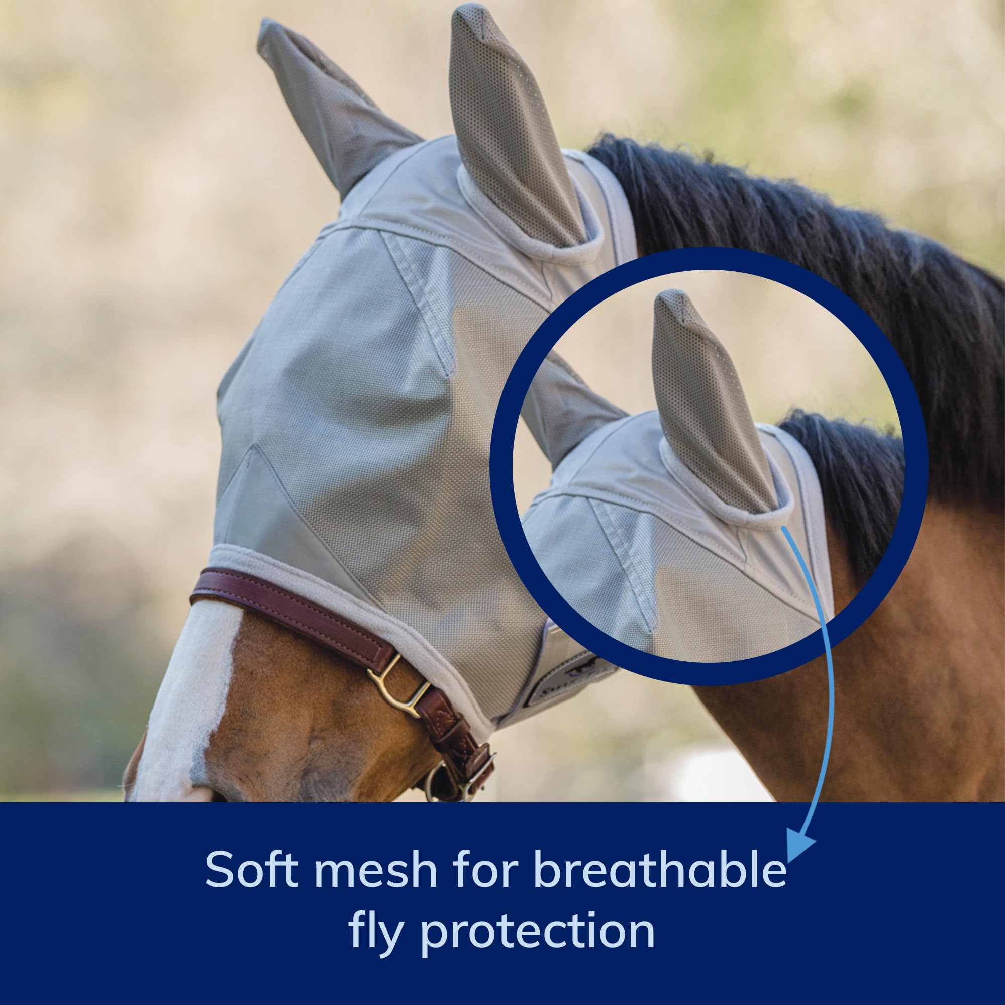 SmartPak Fly Mask with UV Protection, Ears, and Mesh | Wide Secure Closure | UV Fly Mask for Horses (Cob)