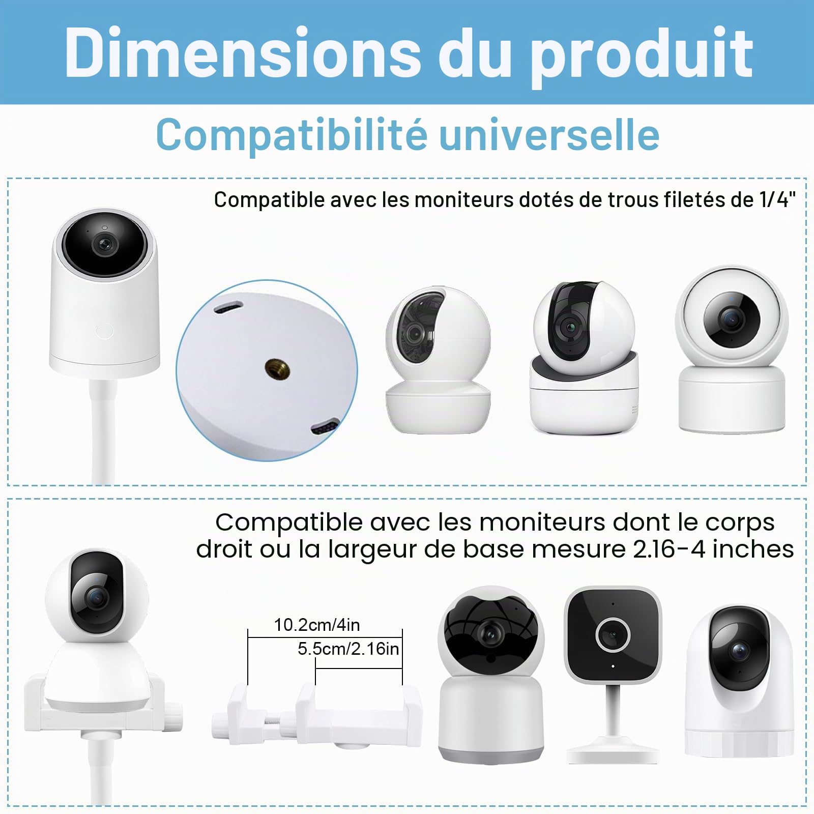 Support universel pour babyphone - Support de caméra pour bébé - Accessoire compatible avec la plupart des babyphones