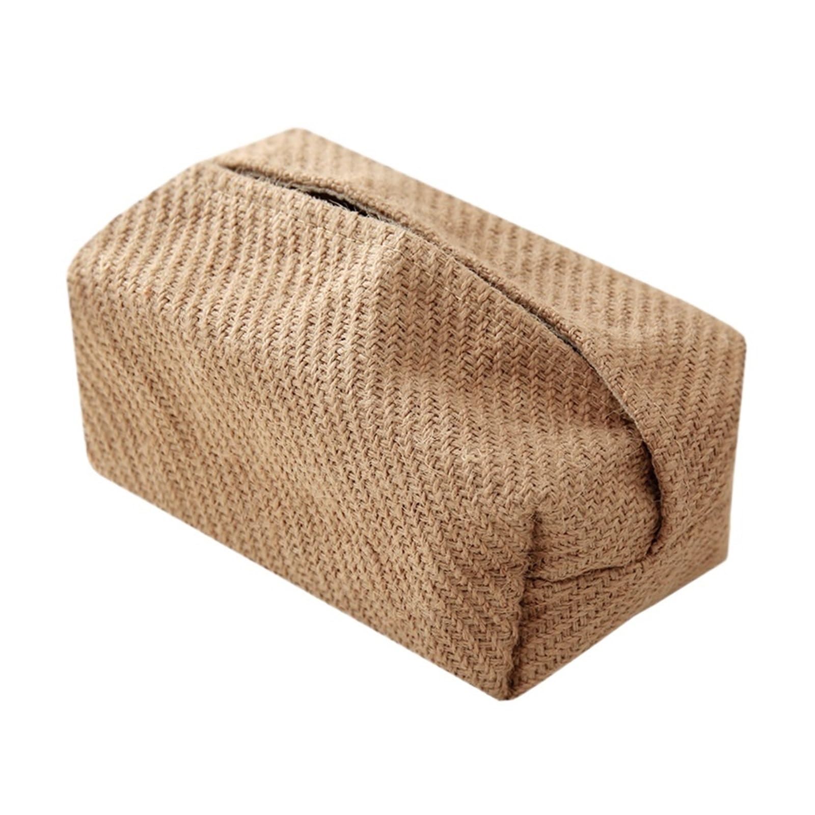 Tissue Box Jute Tissue Case Napkin Holder for Living Room Table Tissue Boxes Container Home Car Papers Dispenser Holder(Color1)