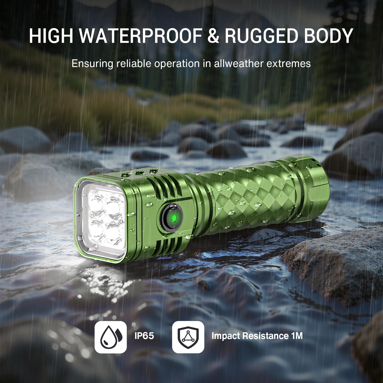 Rechargeable Super Bright Flashlight – 4 LED, IP65 Waterproof, Compact EDC Light For Camping & Emergencies