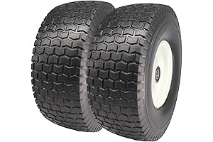 15x6.00-6 Flat Free Tire Set of 2 for Lawn Mower
