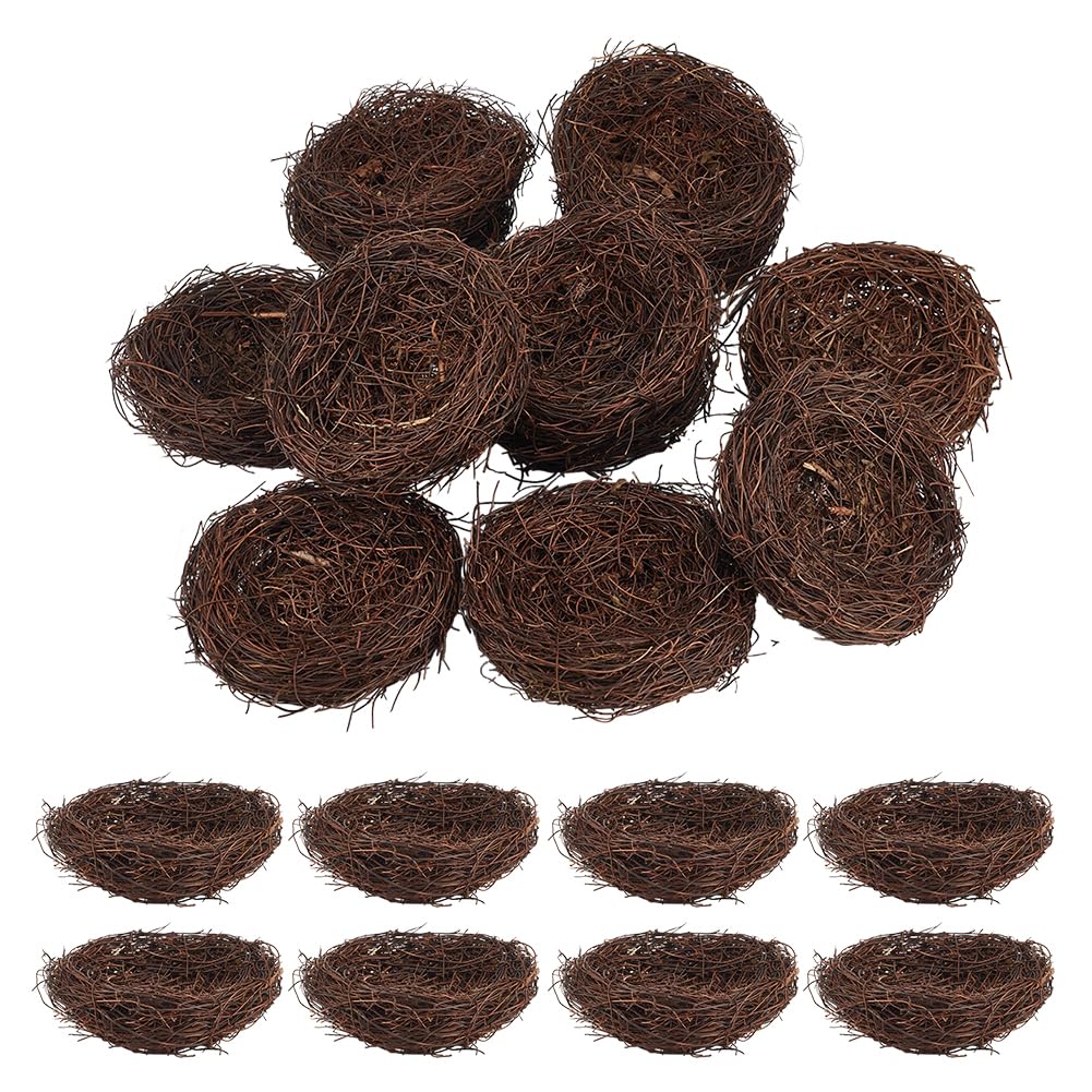12 nidi di uccelli artificiali in rattan, per artigianato, artigianato, nido per uccelli, piccoli uccelli, kit di decorazione per Pasqua, matrimonio, casa, feste, albero di Natale