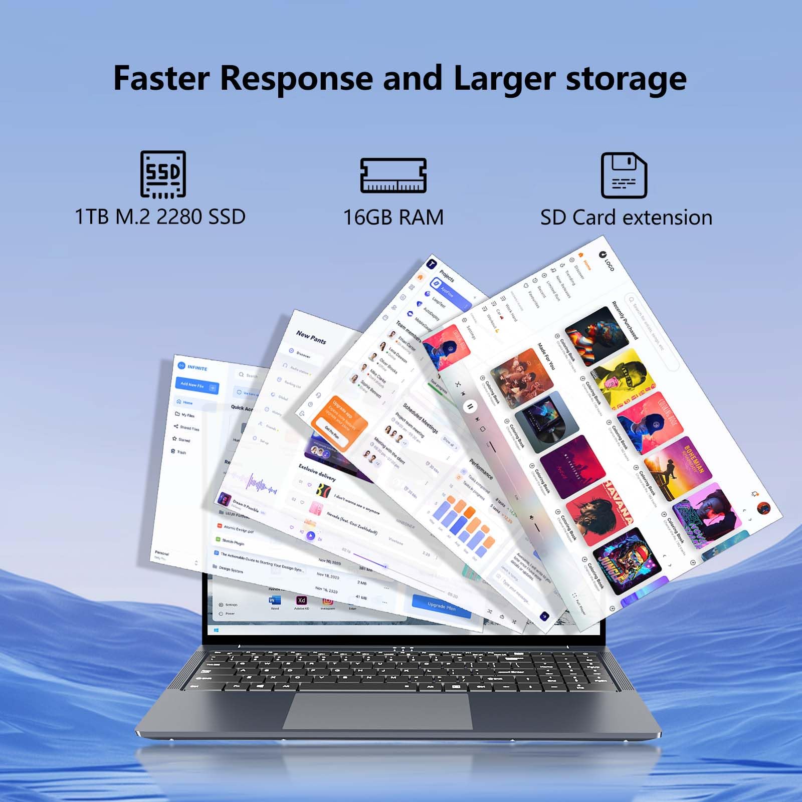 Ordenador Portátil 16 Pulgadas, PC Portátil con Procesador Core i5 8210Y, 16GB RAM 1TB SSD, Laptop Win 11 con Pantalla FHD IPS 1920*1200, Teclado Retroiluminado Type-C, Computadora Portátil Versátil — view 4