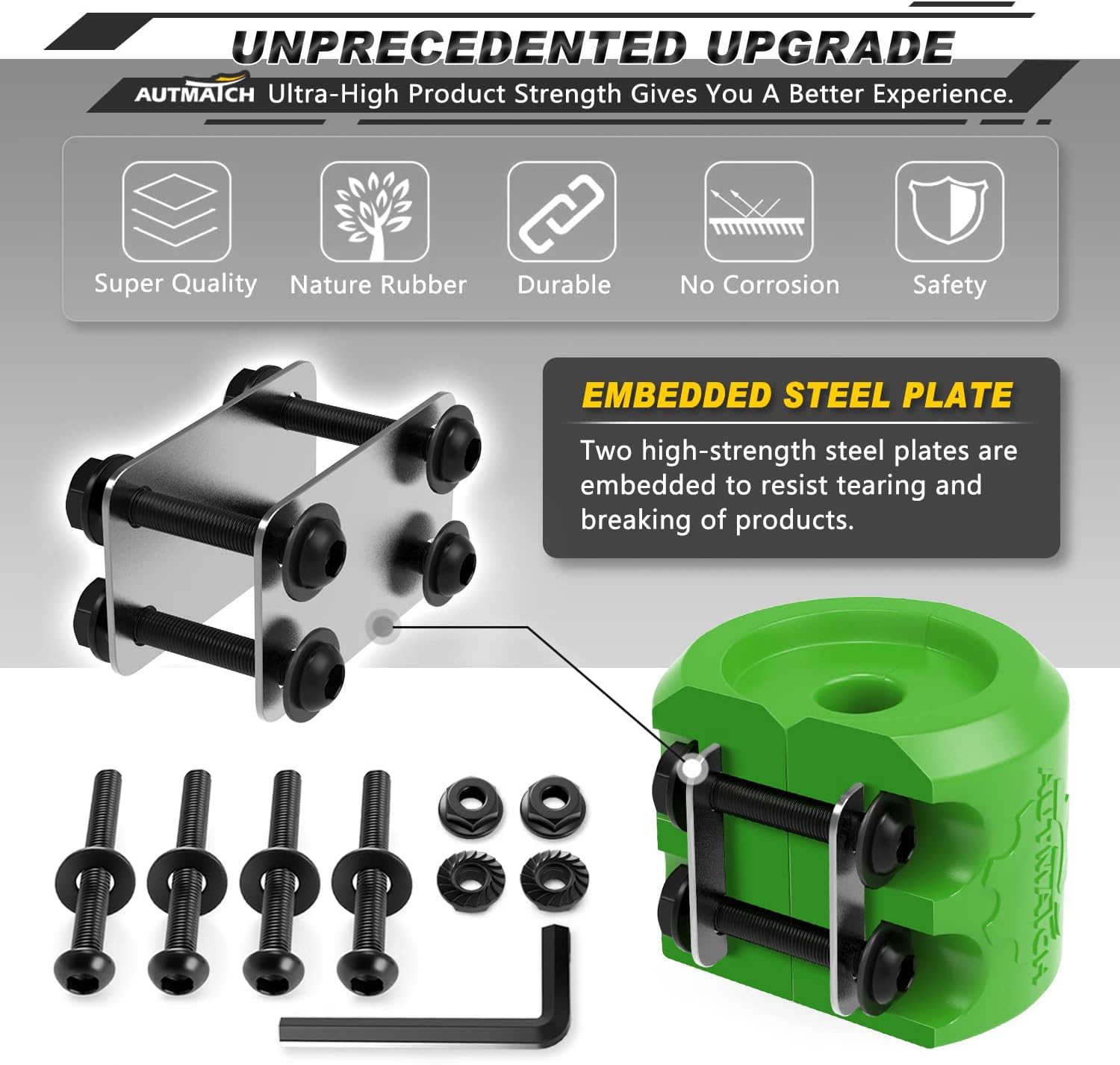 AUTMATCH 3/8" Winch Hook Safety Latch with Winch Cable Hook Stopper, Grade 70 Forged Steel Clevis Slip Hook, Max 39,600Lbs Work for Winch Rope, ATV, UTV, Off Road Vehicle, Green