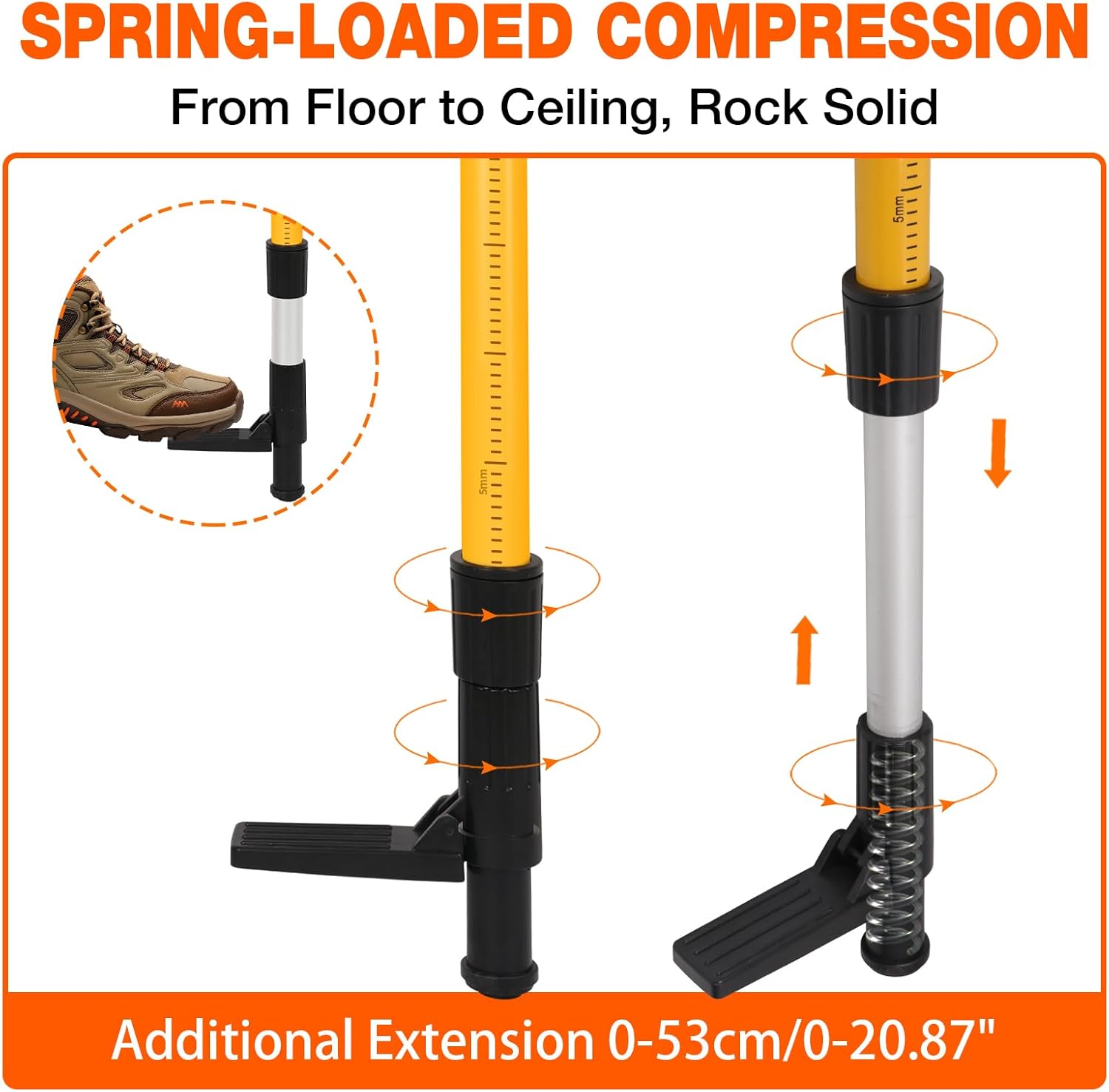12Ft Telescoping Laser Level Pole with Tripod - Adjustable Laser Stand with Dual Thread Adapter (1/4"-20 & 5/8"-11) for Rotary and Line Lasers, Includes Carrying Case & Bubble Level(Yellow)