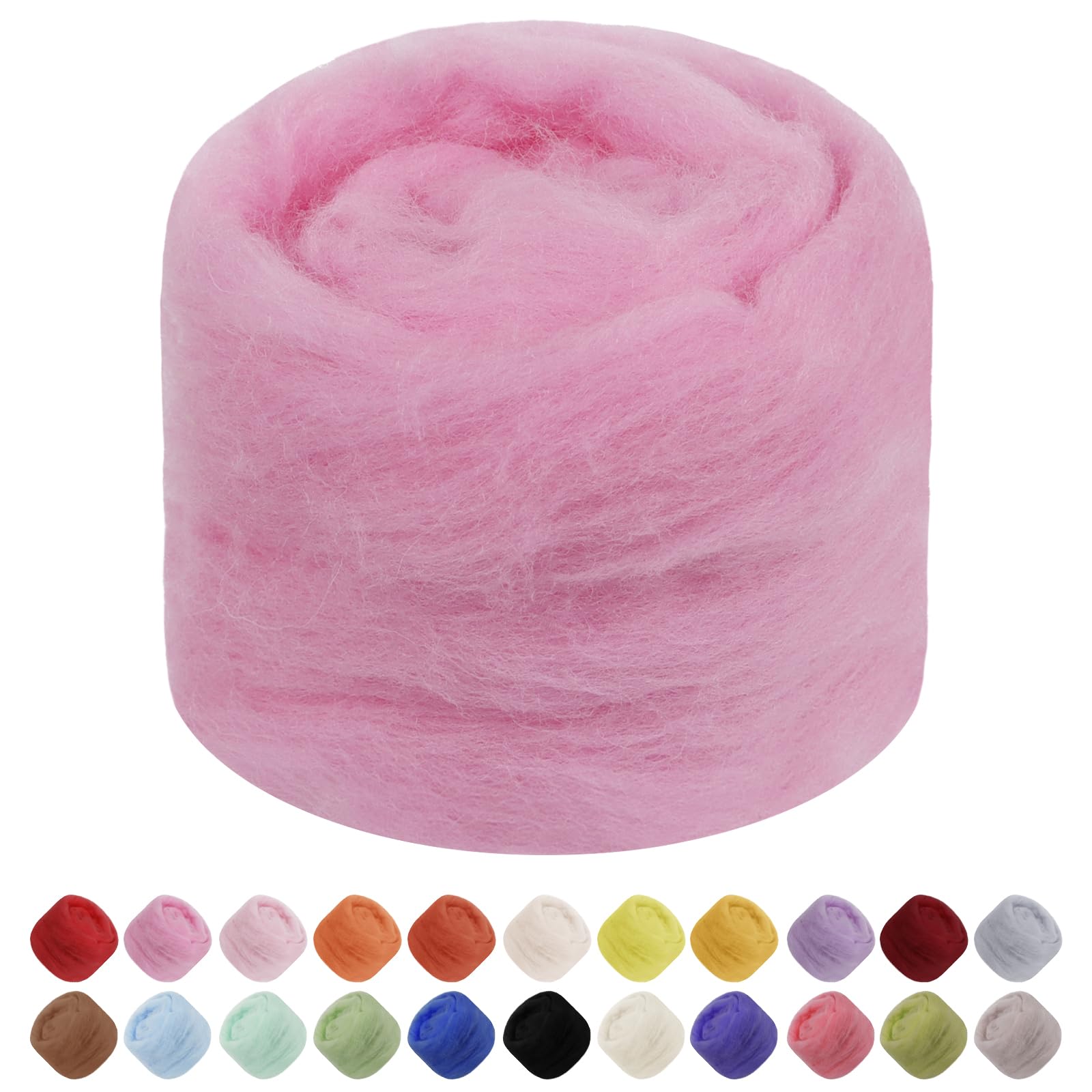 JeogYong Needle Felting Wool, 1.76oz Wool Roving Chunky Wool Yarn, Peach Pink Wool Roving Yarn for Needle Felting, Wet Felting, Felting Projects, DIY Crafts