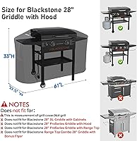 Vista 2 de Cubierta de parrilla resistente para Blackstone de 28 pulgadas con capucha, cubierta premium 5484 a prueba de roturas, cubierta plana para parrilla