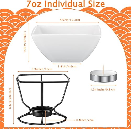 Miniatura 2 de Tandefio Juego de 40 calentadores de mantequilla para mariscos, 8 unidades, calentadores de mantequilla de cerámica de 7 onzas con 32 velas de té,