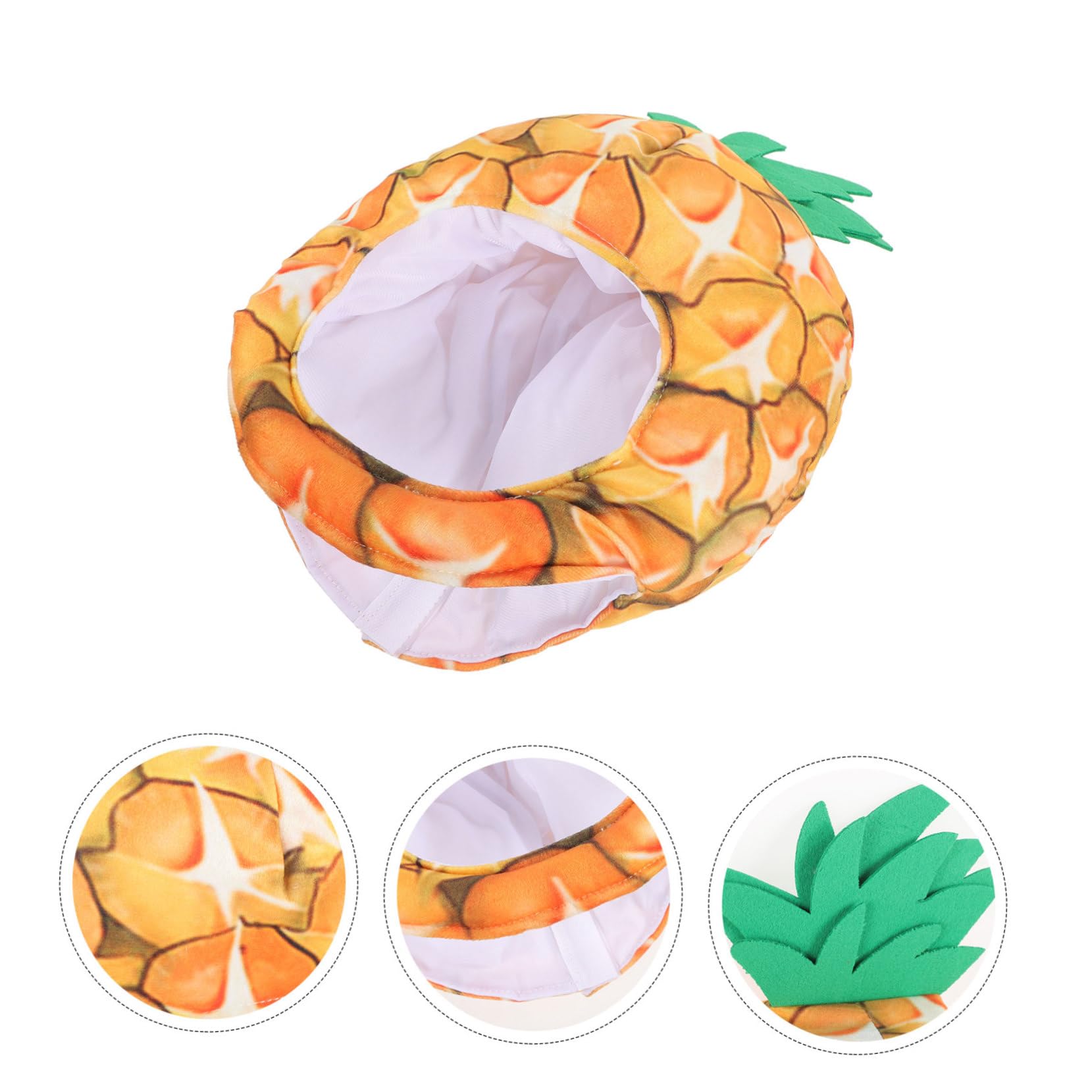 Sombrero de Piña de Peluche Amarillo para Fotos y Fiesta | Pp Algodón, Diseño de Fruta Forma de Piña, Talla Infantil, Obsequio para Cumpleaños