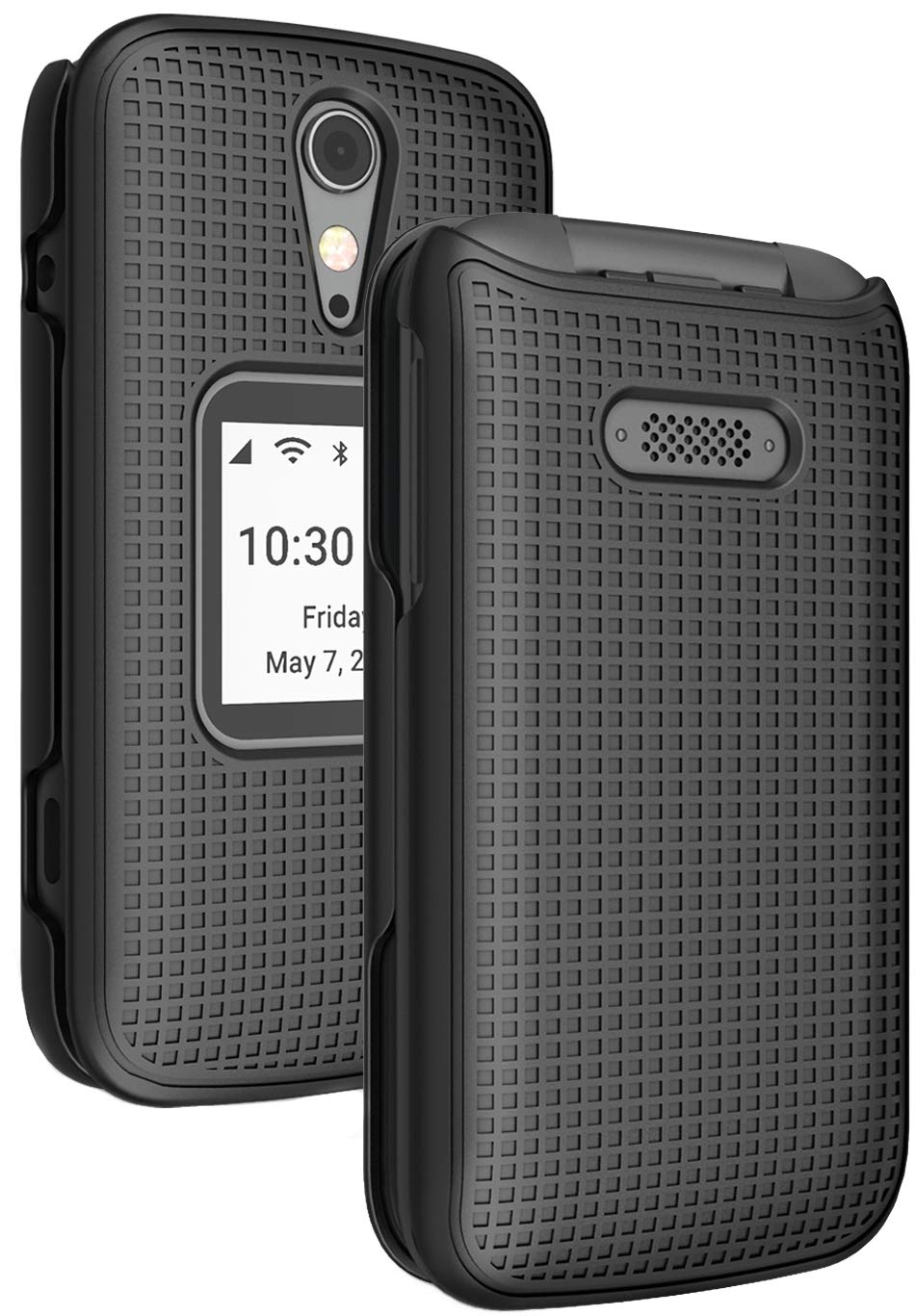 Nakedcellphone Case for Jitterbug Flip2, [Black] Protective Snap-On Hard Shell Cover [Grid Texture] for Jitterbug Flip 2 Phone (aka Lively Flip) (4053SJ7)