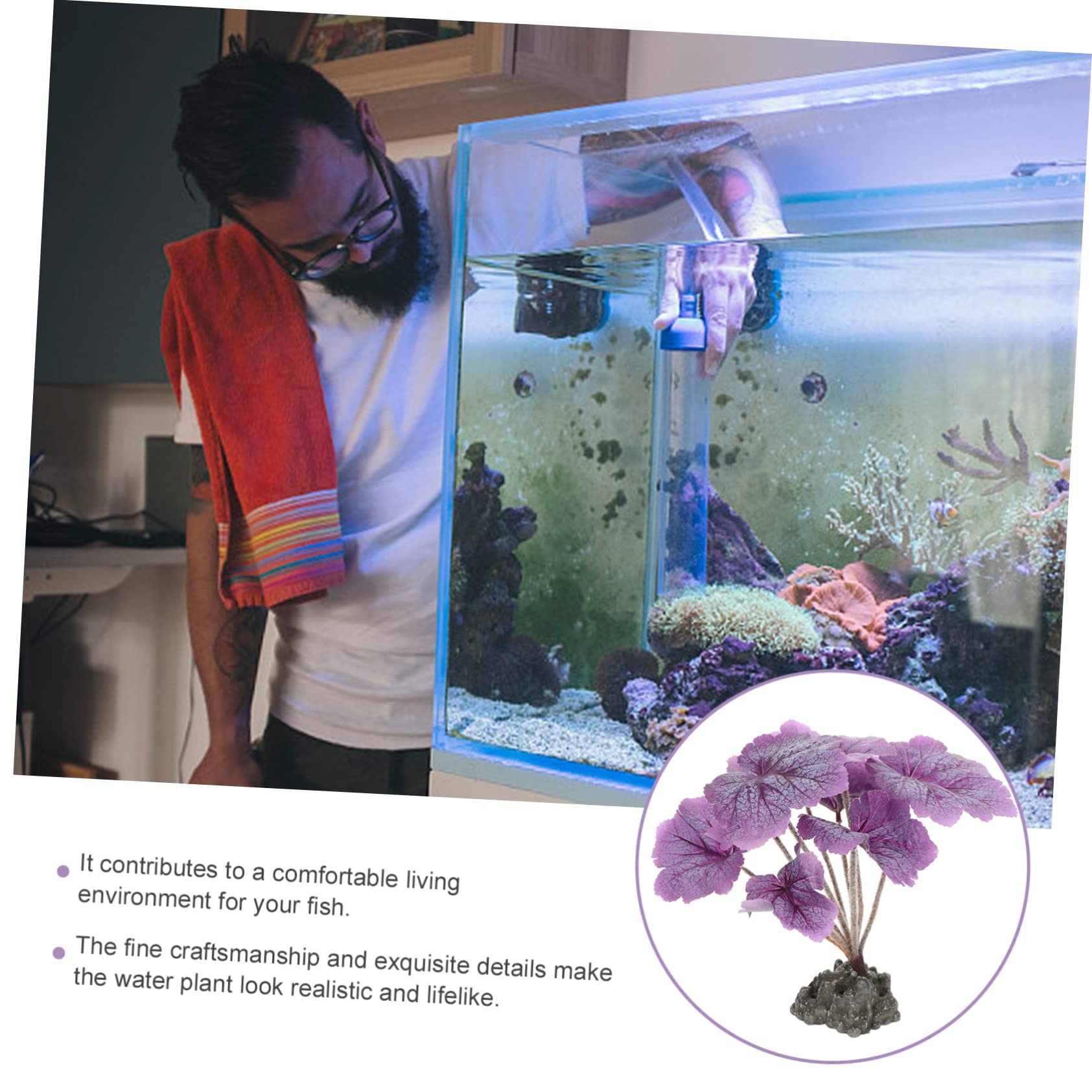 Yardwe 3 Pièces Aquarium Aménagement Paysager Plantes d'eau Aquarium Eau Fausse Plante Ornements D'Aquarium Fausse Planta Décoration D'Aquarium en Plastique Plantes d'eau