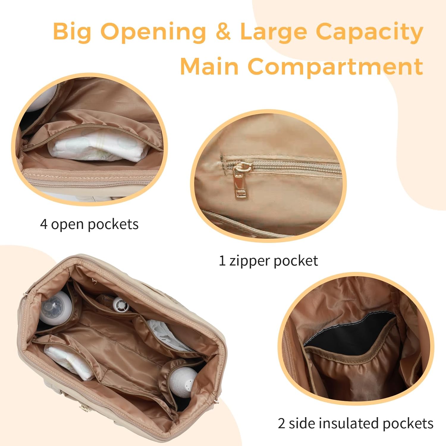 Asha Diaper Bag Tote For Daily Use, Travel Shoulder Diaper Bag With Long Strap And Stroller Clips Hospital Bag For Labor Delivery,Practial Baby Bag For New Parents(Black - Image 6