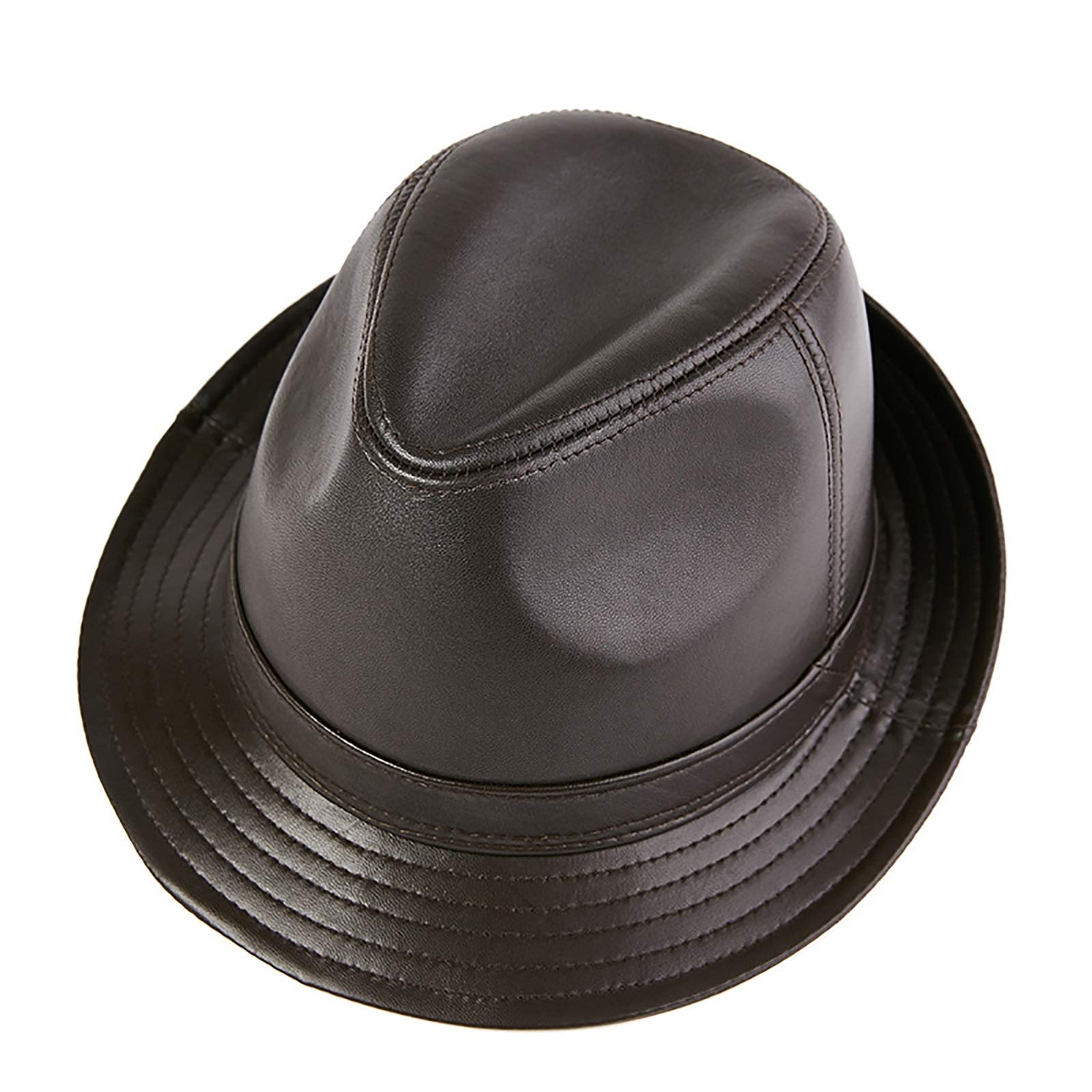Sombreros de invierno, hombres piel de oveja sombrero de jazz invierno caliente clásico vintage fedora sombrero trilby taps 55-60 cm