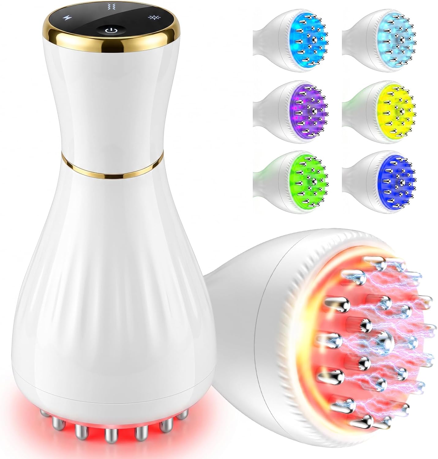 Lymphatic Drainage Massager for Body Sculpting & Cellulite – Body Sculpting Machine & Anti Cellulite Massage Tool for Stretch Marks with 7-Color Light, Pulse, Heat & Vibration for Waist, Legs & Arms