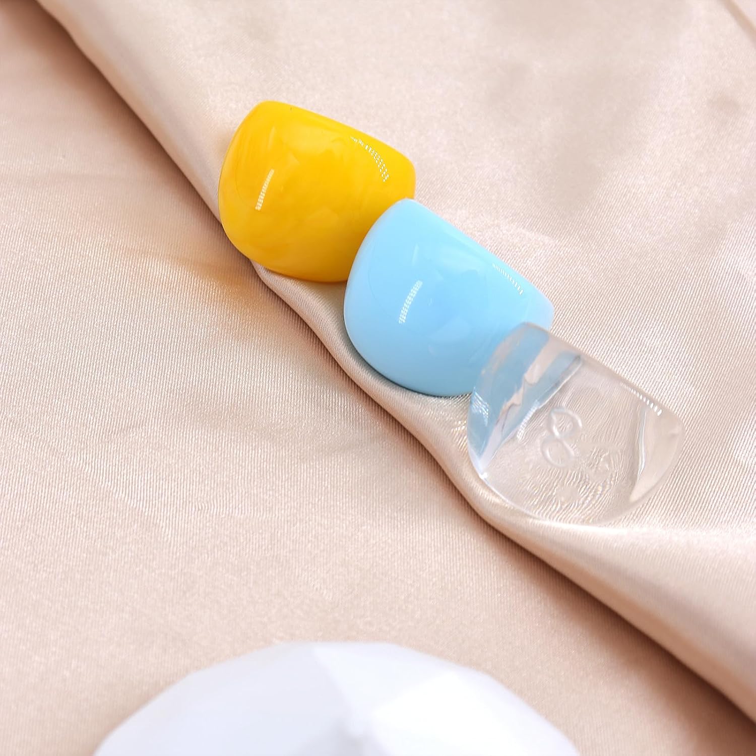 3Pcs Chunky Resin Rings for Women,Exaggerated Colorful Acrylic Thick Wide Dome Knuckle Ring Set,Simple Trendy Stackable Layered Finger Ring - Image 7