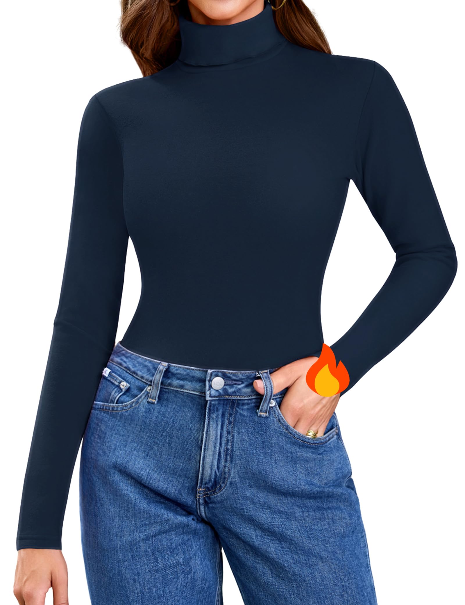 Aottori Thermo Oberteil Damen Rollkragenshirt Langarm Thermoshirt Extra Warm Rollkragenpullover Fleece Unterziehshirt Slim Fit Basic Langarmshirt Skiunterwäsche Wandershirt
