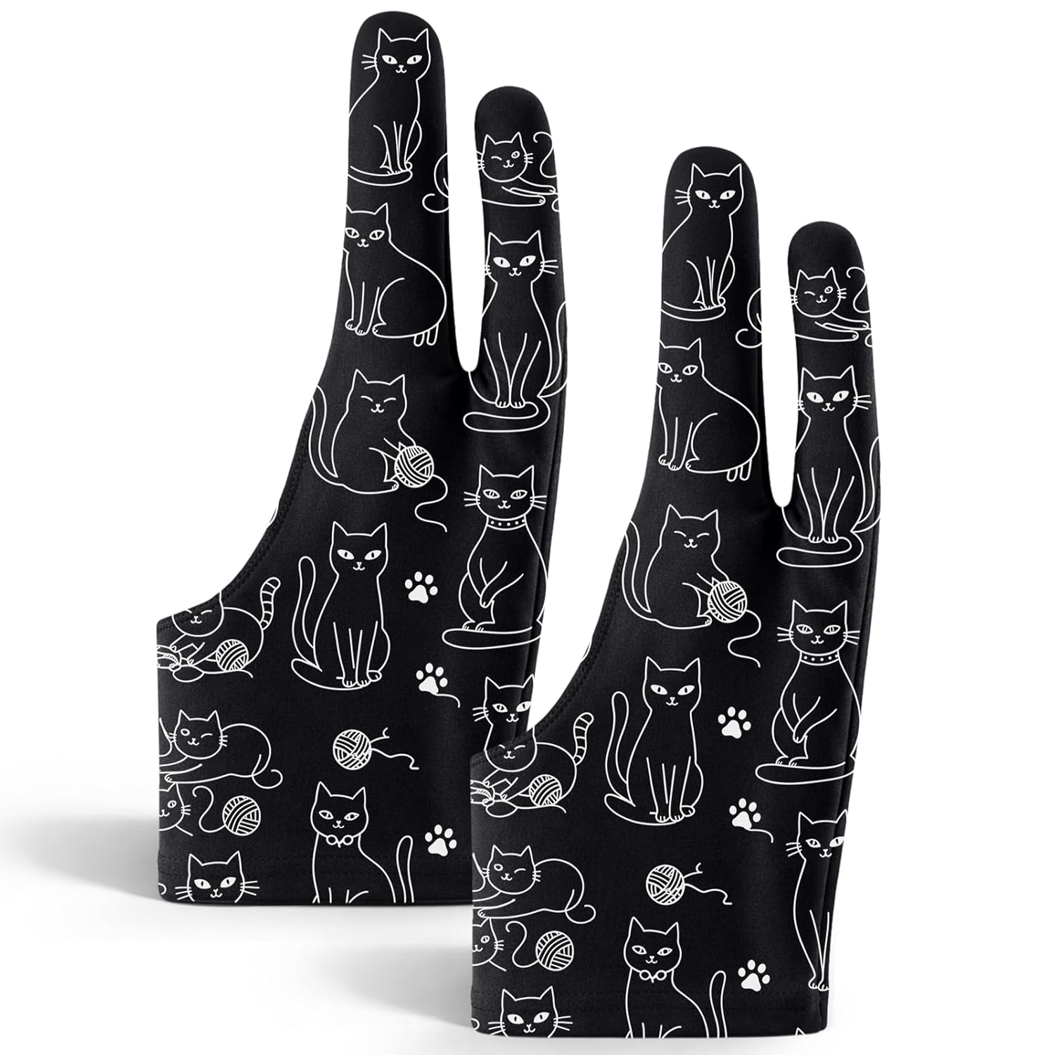 Jecery 2 Pcs Cat Artist Glove with 2 Finger, Graphic Drawing Digital