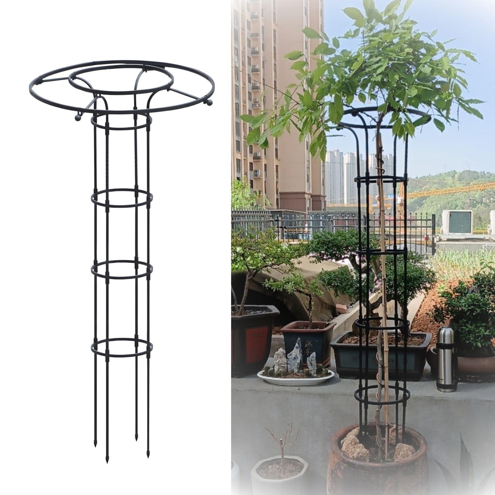 Traliccio da Giardino per Piante Rampicanti Gabbia di Supporto Verticale Antiruggine, Glicine e Rose, 90 120 150 180 210cm Supporto per Fiori da Esterno e Supporto per Arrampicata(Black,HIGH: 210cm/6.