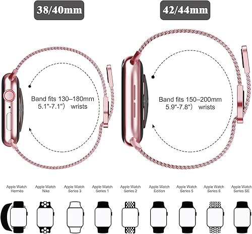 Miniatura 4 de JuQBanke - Bandas magnéticas de metal compatibles con Apple Watch de 1.654in con funda, correa de repuesto de malla milanesa de acero inoxidable