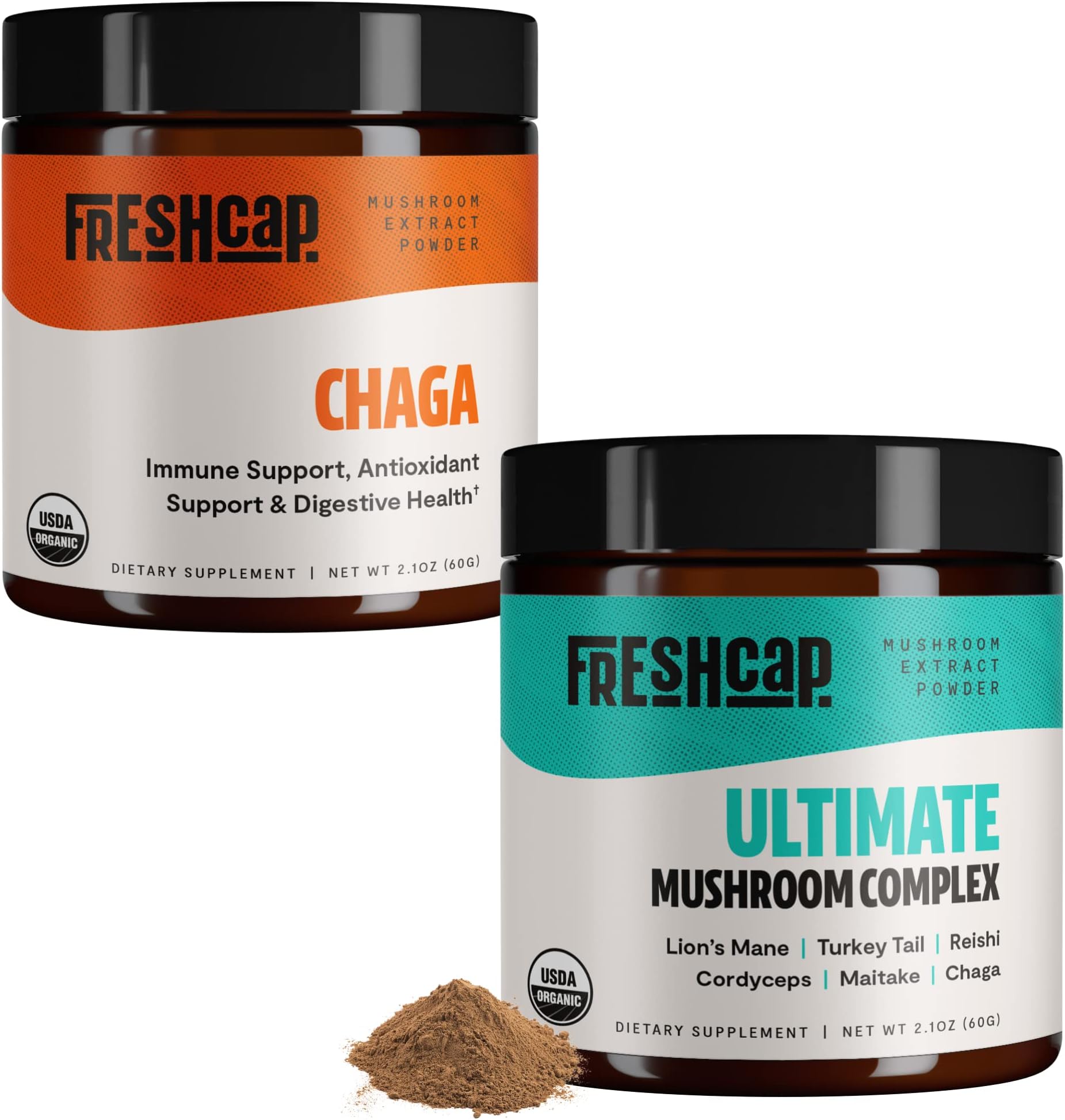 FreshCap MushroomsAntioxidant Bundle (Chaga Mushroom Powder and Ultimate Mushroom Complex Powder)
