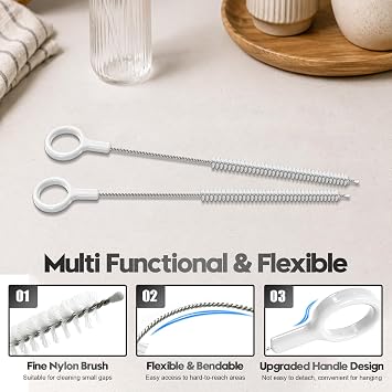 AONEZ Straw Cleaner Brush with White Hanging Loop, 2 Pack