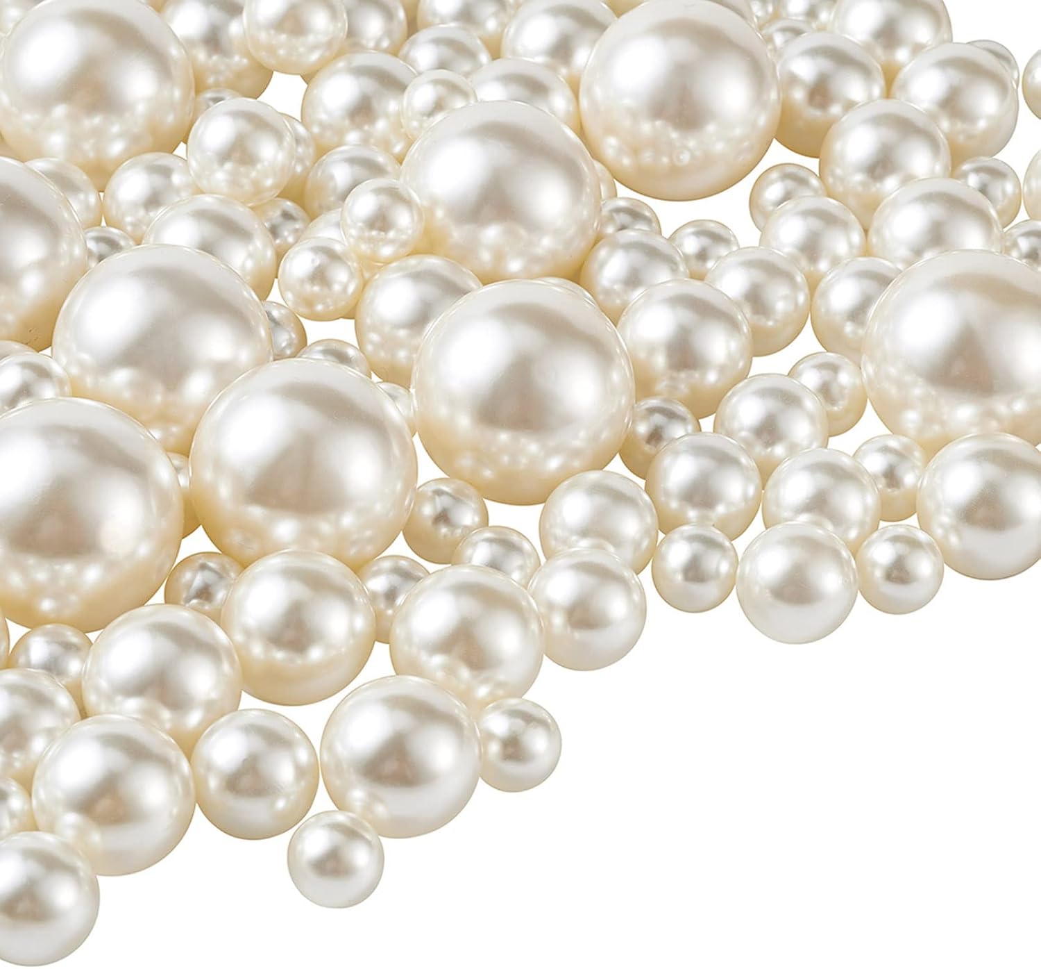 Craftdady 140Pcs Satin Luster Faux Pearls Ivory Acrylic Round Pearl Beads 12-30mm for Vase Filler Table Scatter Wedding Home Decors Jewellery Making - Image 3