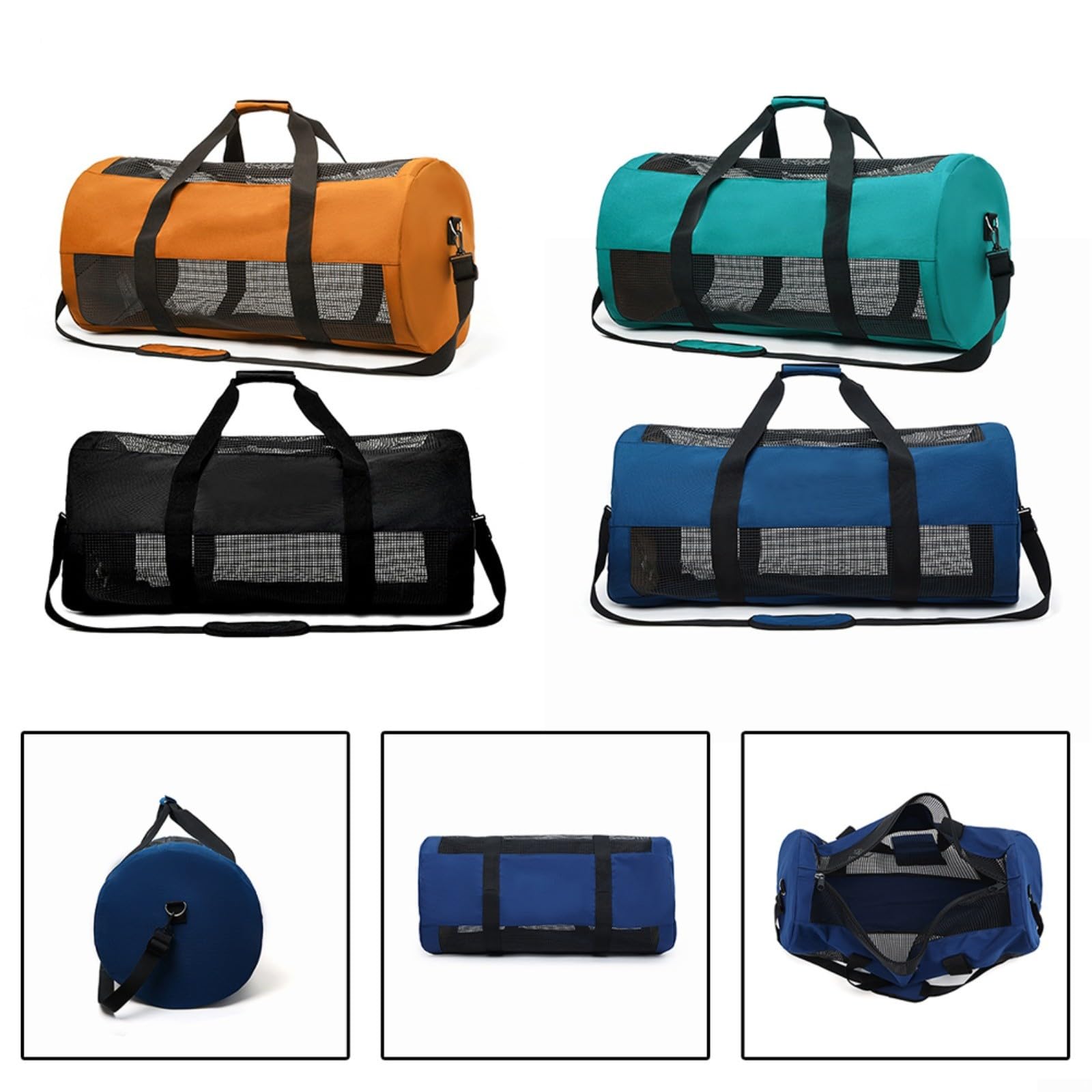 KiraKira Borsa a rete per immersioni subacquee da 60 litri, ad asciugatura rapida, per snorkeling, nuoto e spiaggia, per pinne di grande capacità, abiti e attrezzature, nero