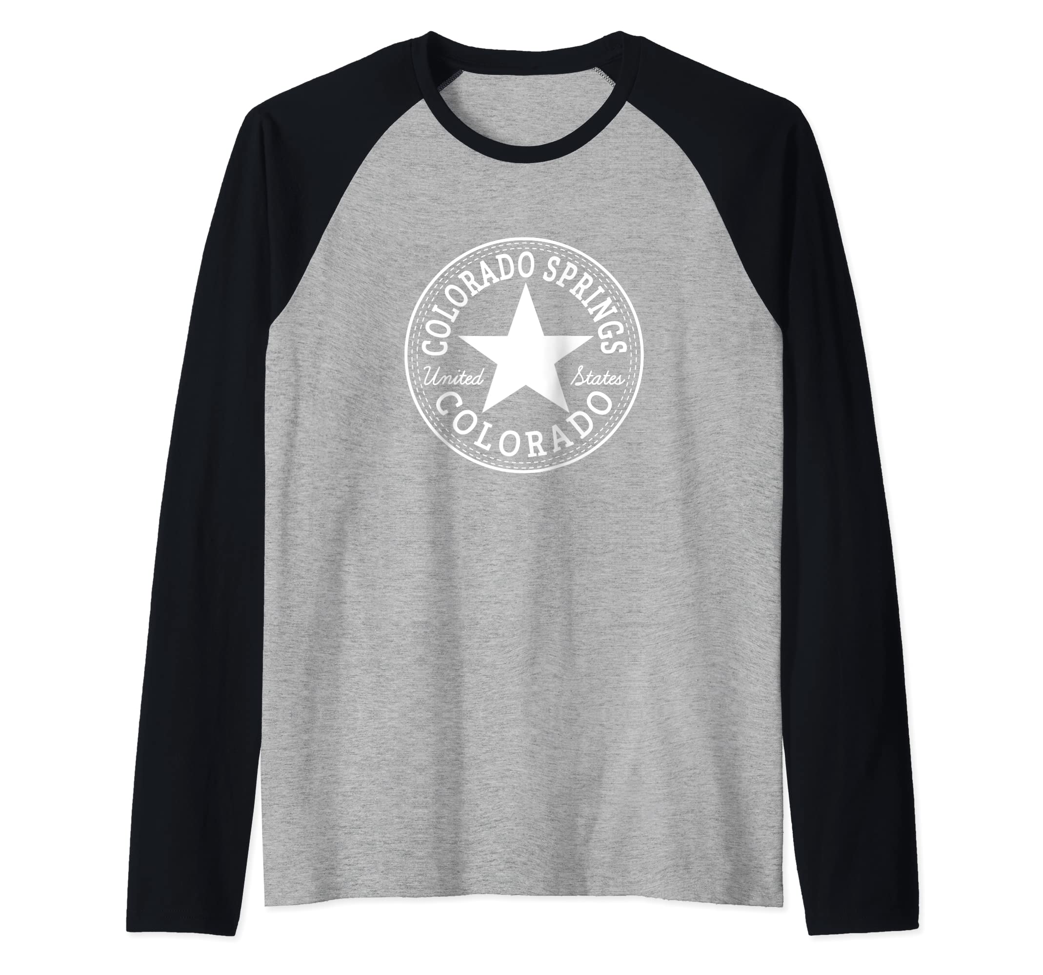 COLORADO SPRINGS United States of America Rocky Mountains Raglan Baseball Tee, Black