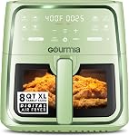 Gourmia 8 Qt Air Fryer, 8 Presets with Digital Display, FryForce 360° Technology, Easy View Window & Interior Light, Dishwasher Safe Basket, Green