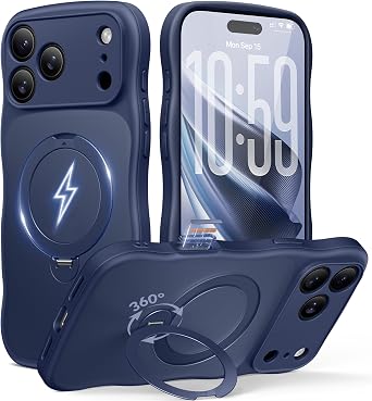 Magnetic for iPhone 18 Pro & iPhone 17 Pro Case,360 Spin Stand Abyss Blue