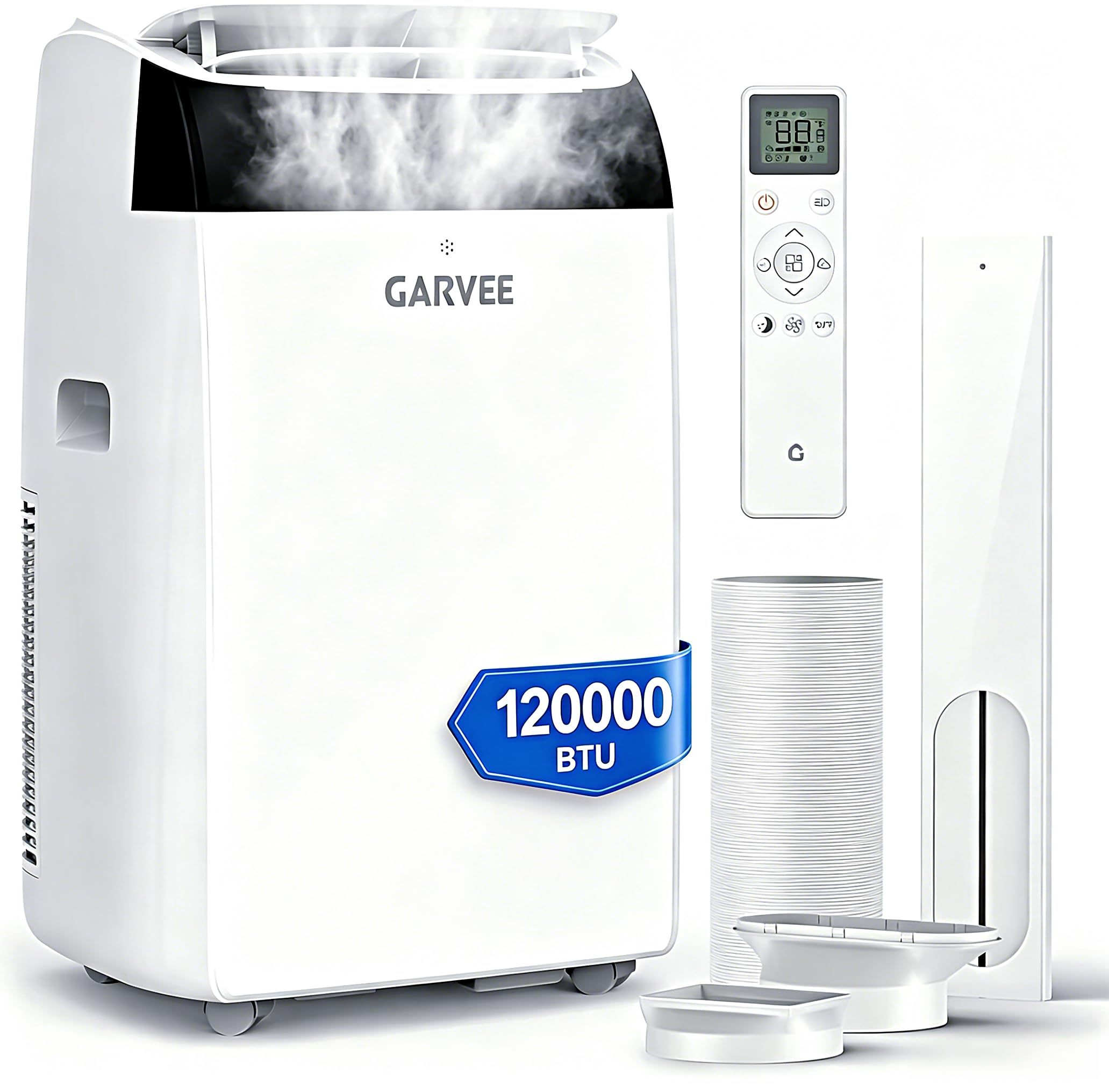 Rbfgyiop 12000Btu-White Top Portable Air Conditioner, 12000 Btu 4-In-1 Smart Ac Unit – Cooling, Dehumidifier & Fan, Smart Follow, 48Db Quiet, 500 Sq Ft Coverage, 30L/Day, 24H Timer
