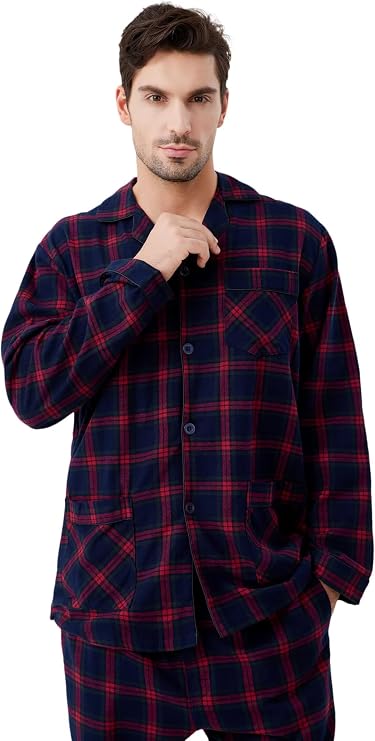 Couples Matching Pajamas Set 100% Cotton Flannel Pajamas For Couples Soft PJS with Pockets