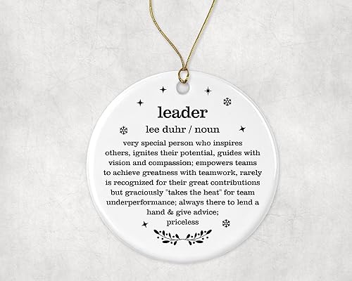 Vista 3 de Adorno de Navidad de líder, regalo de diccionario de definición de líder, para líderes, adorno de mejor líder, adorno de Navidad para jubilación