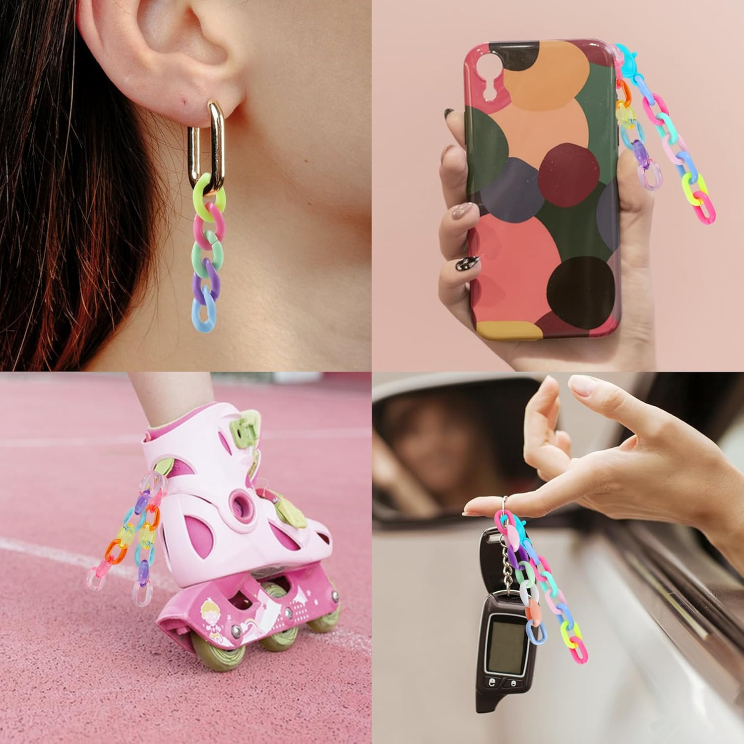 410PCS Acrylic Linking Rings, Link Connectors, Assorted Color Open Link Rings, with Plastic Lobster Claw Clasps, for DIY Jewelry Making, Purse Eyeglass Jean Pocket Chain Lanyard - Image 4