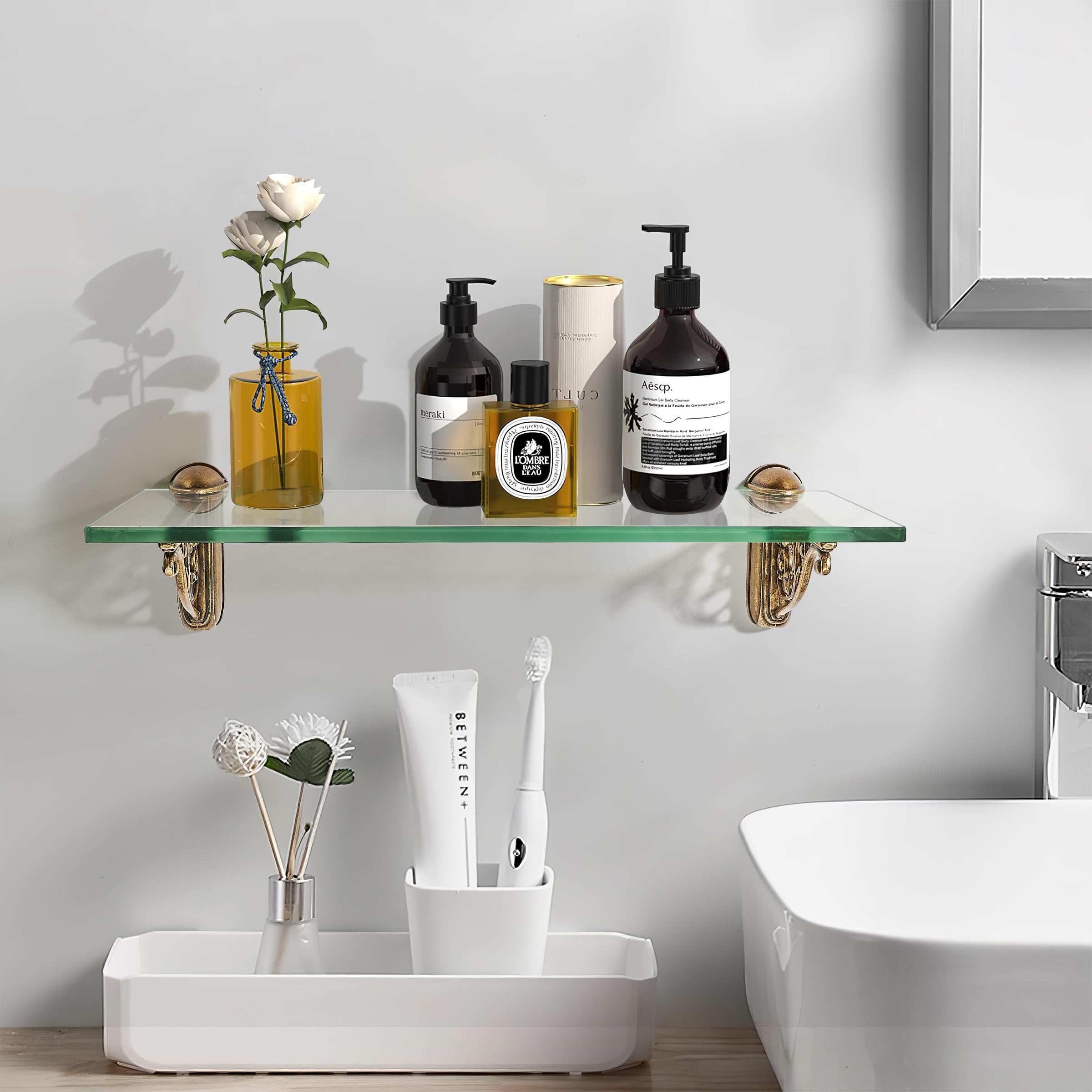 KHTUMEWARE-245 Antique Brass Shelf Brackets in Antique Brass — KHTUMEWARE