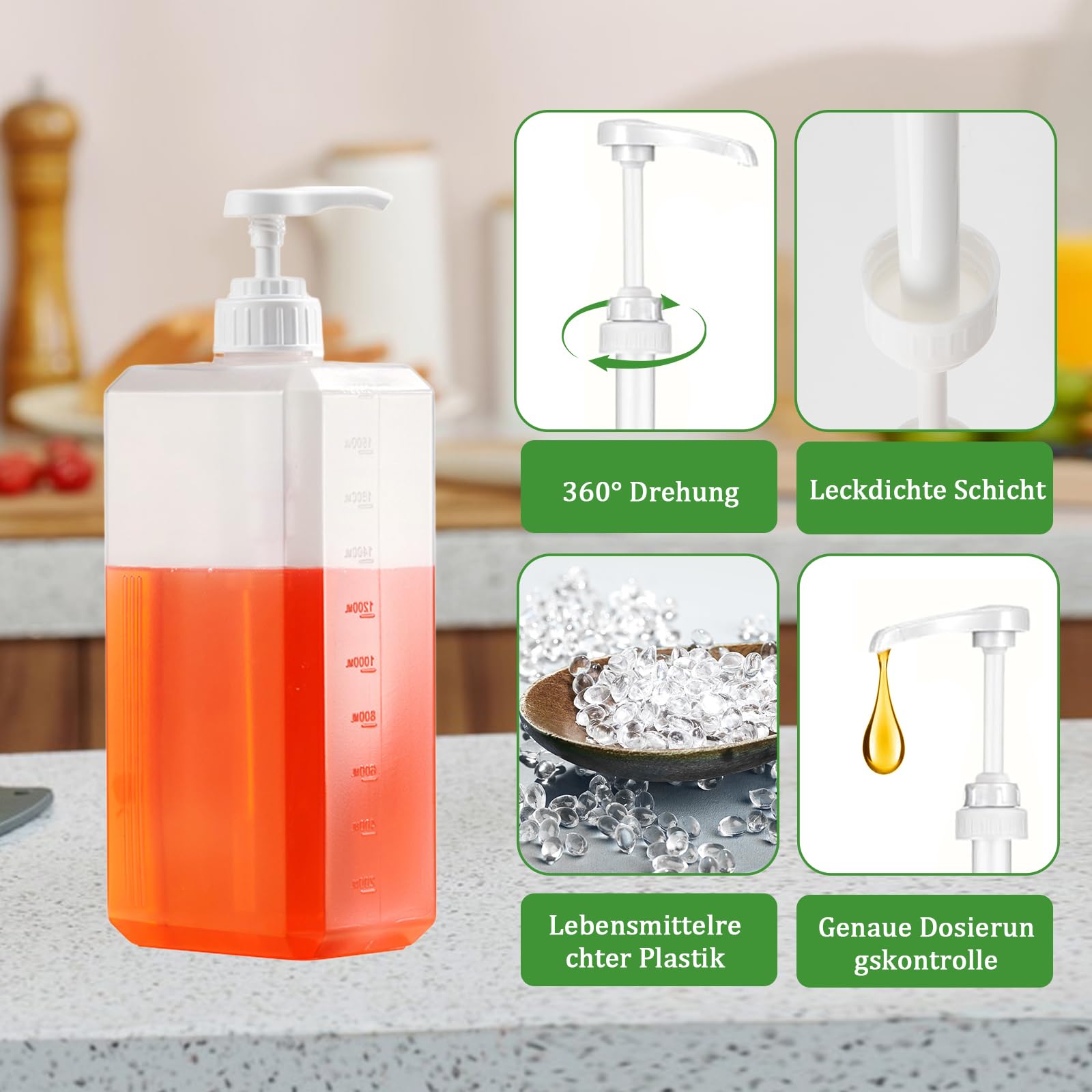 6-częściowy zestaw pompek dozujących, dozownik pompy wielokrotnego użytku, dozownik syropu 5 ml i 10 ml, nasadka z pompką, pompa syropowa dla rodziny, kawiarni, restauracji
