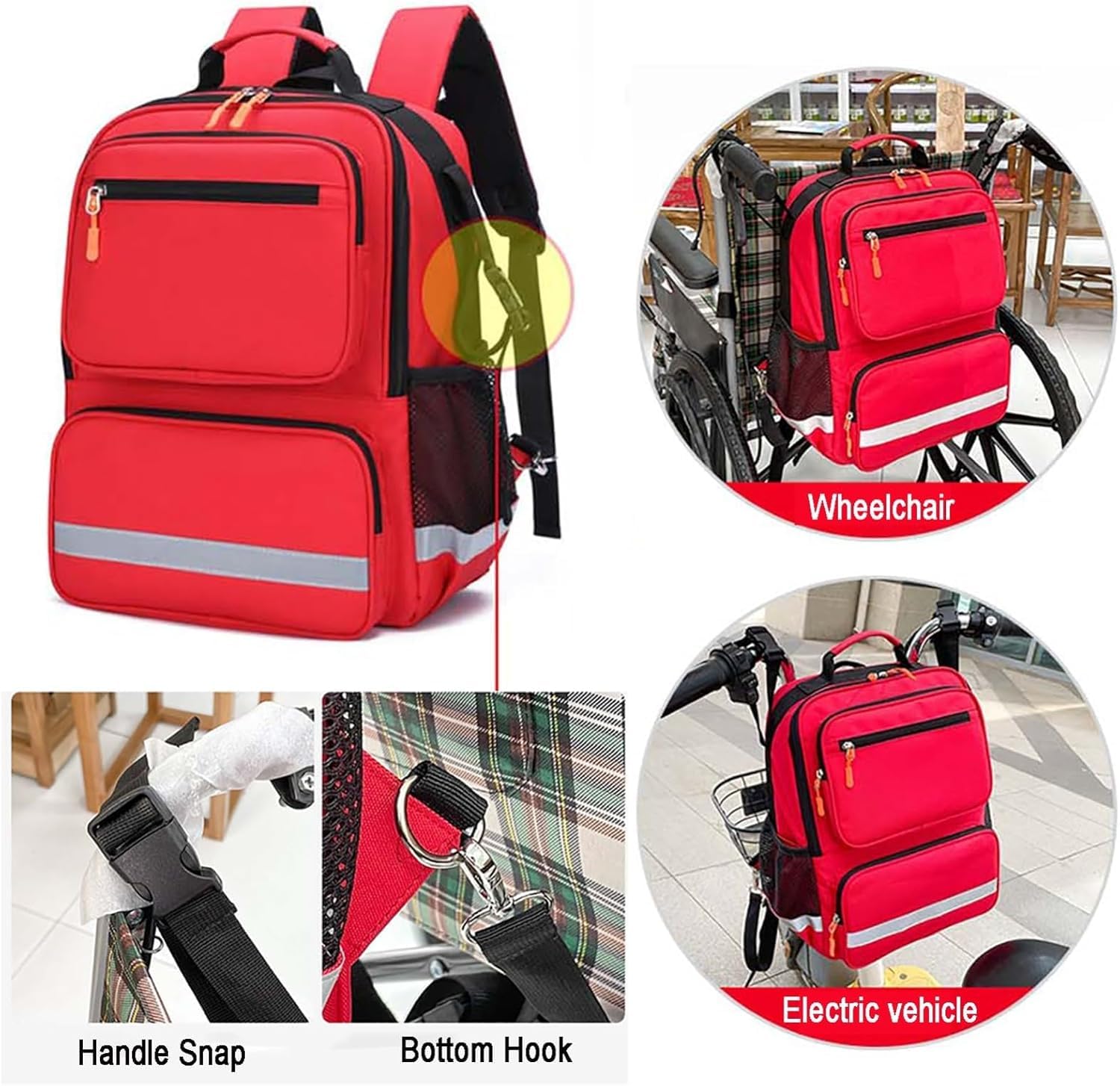Bolsa De Silla De Ruedas De Lujo, Mochila para Silla De Ruedas, Accesorio De Bolsa De Silla De Ruedas para La Parte Trasera De La Silla De Ruedas - Bolsa De Almacenamiento Grande con Compar, B