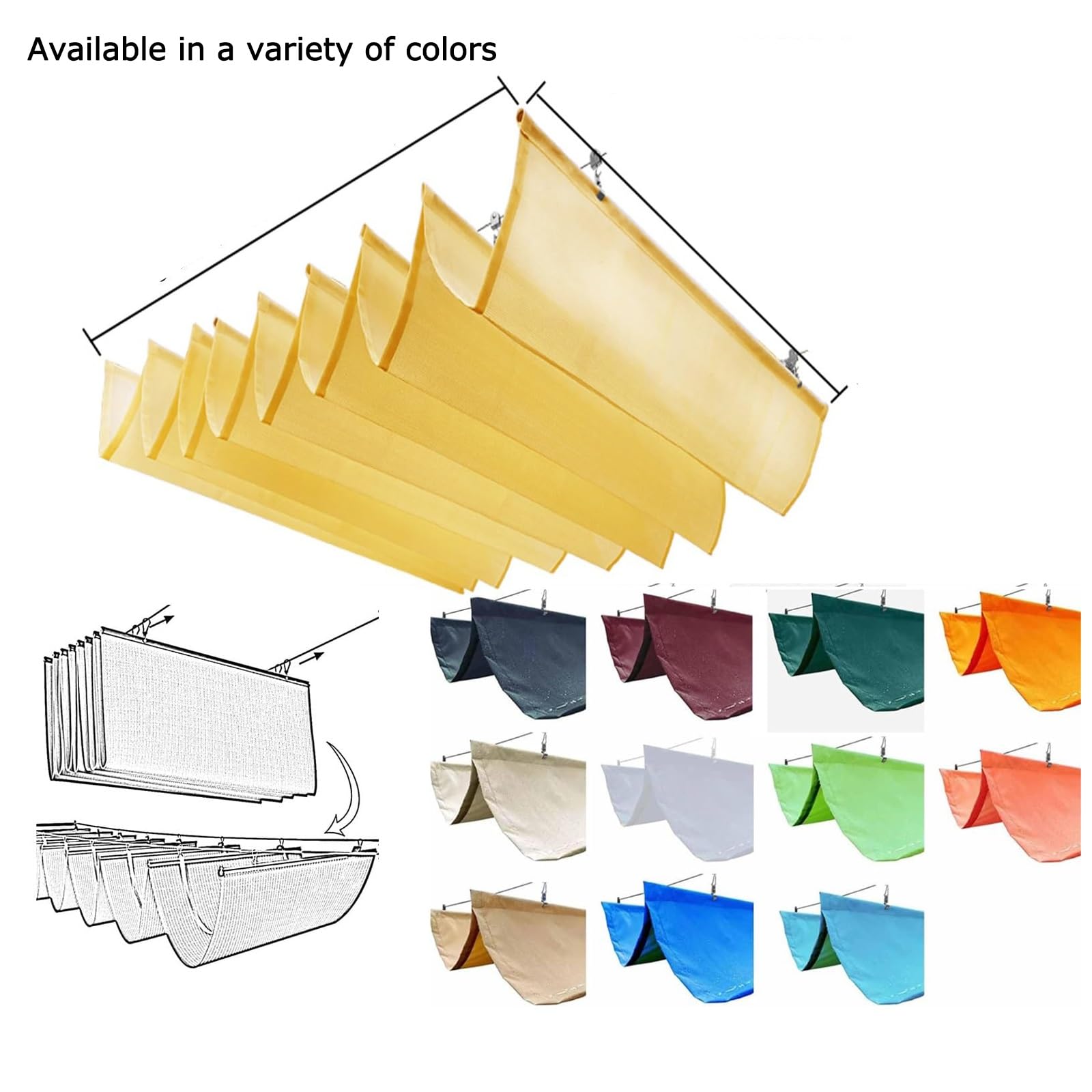 Ausziehbare Pergola-Schattenabdeckung, strapazierfähige Wellen-Ersatz-Sonnensegel für Allwetter-Gebrauch, flexible Anpassung, Anti-Aging, langlebig (B: 1 m x L: 3 m)