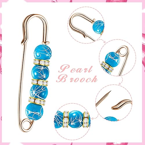 Miniatura 4 de Hicarer Broche de perlas de 18 piezas para mujer, alfileres decorativos de seguridad, broches de perlas artificiales, broche de perlas artificiales,