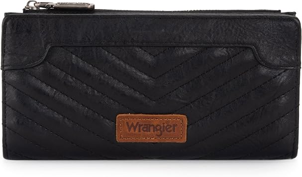 Wrangler Minimalist Wallet for Women Credit Card Wallet Ladies Travel Wallets Black Wallets for Womens Monederos de Mujer Card Cases & Money Organizers with Smooth Zippers for Women Men